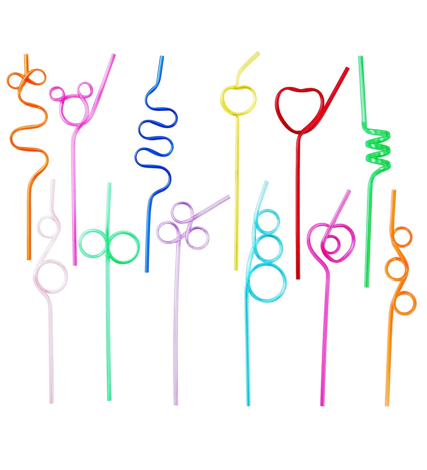 Crazy Straws 24 Pcs - Reusable Plastic Silly Straws for Kids & Adults - Curly Loop Design for Classroom Activities - Great for Valentines Day, Christmas, Birthdays & Parties - Buy Online on GoSupps.com