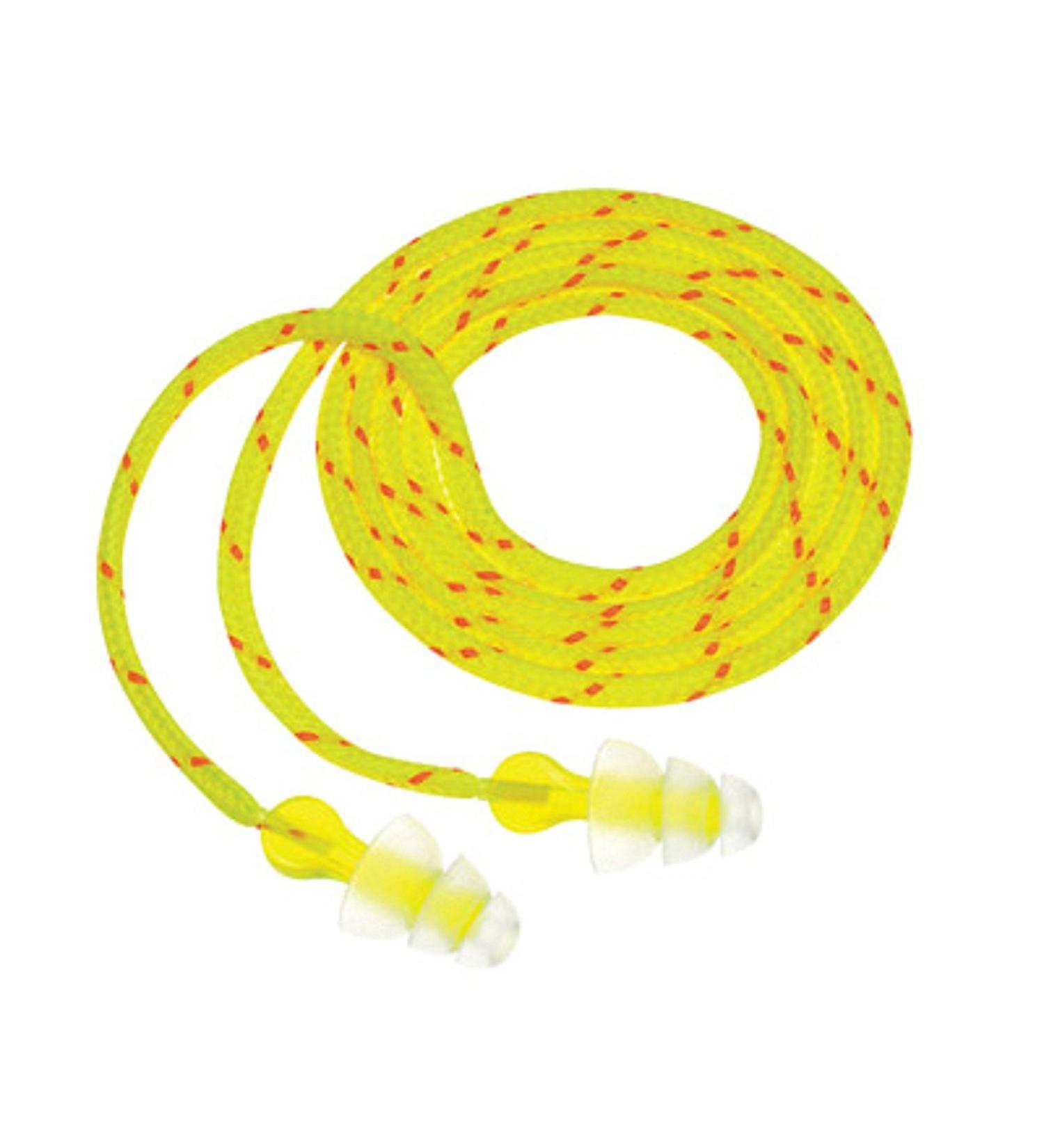 3M P3001 Multiple Use Peltor NEXT Tri-Flange Triple-Flange Elastomeric Polymer Corded Earplugs With Cloth Cord And LiveWire Stem (100 Pair Per Box) (100/PR)