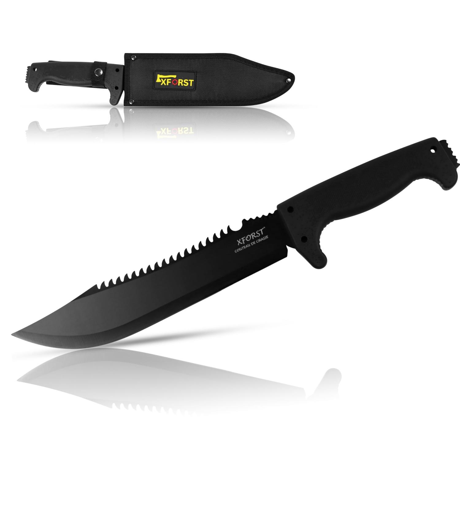 Xforst Rambo Messer CRB - Large High-Quality Hunting Knife | 39.5 cm Outdoor Survival Knife with Plastic Handle & Oxford Sheath - Buy Online on GoSupps.com