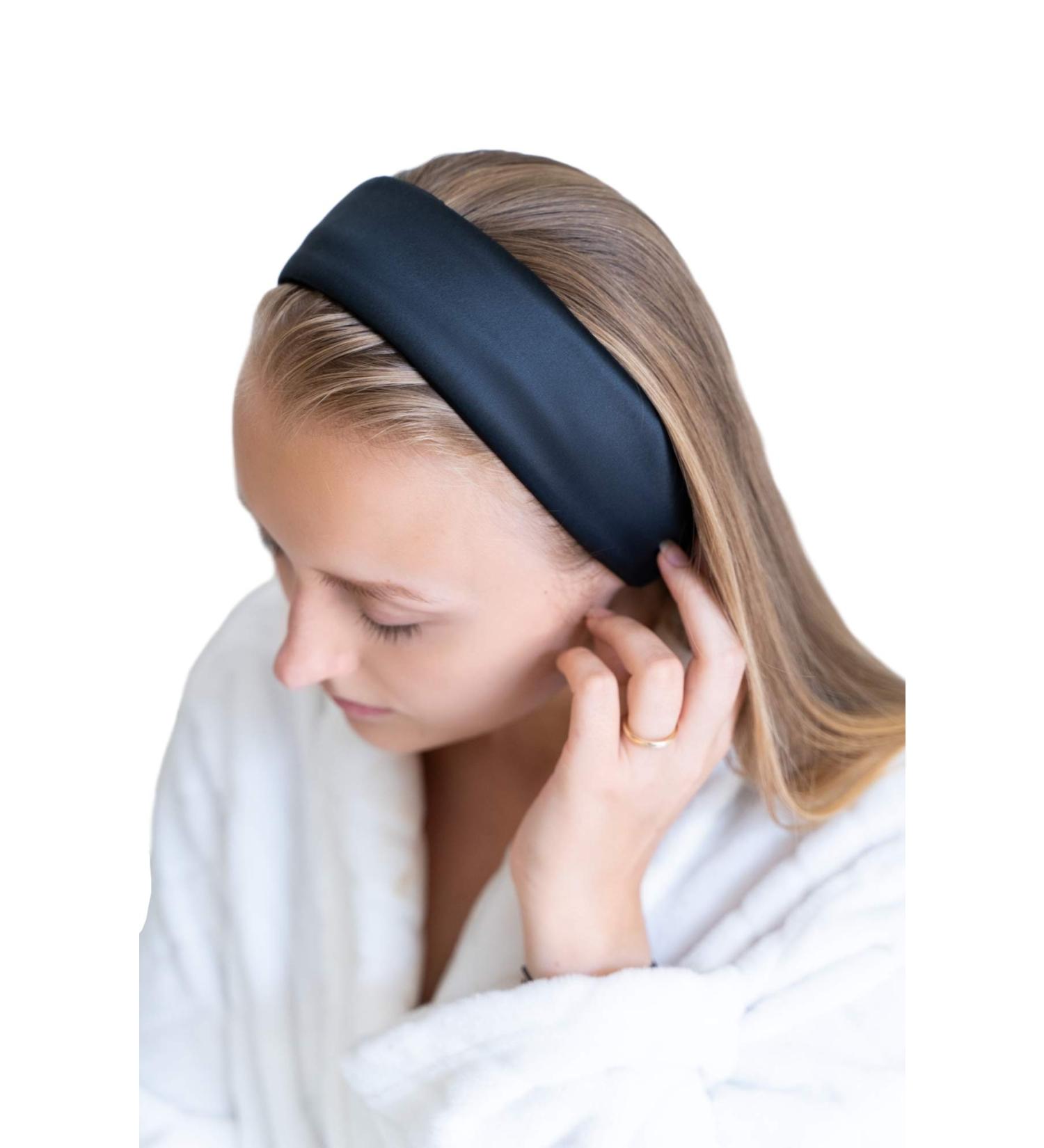 Mulberry Silk Spa Headband for Women - Adjustable, Black Beauty Hairband for Skincare, Makeup, and Washing Face - Ideal for Thick or Curly Hair - Buy Online on GoSupps.com