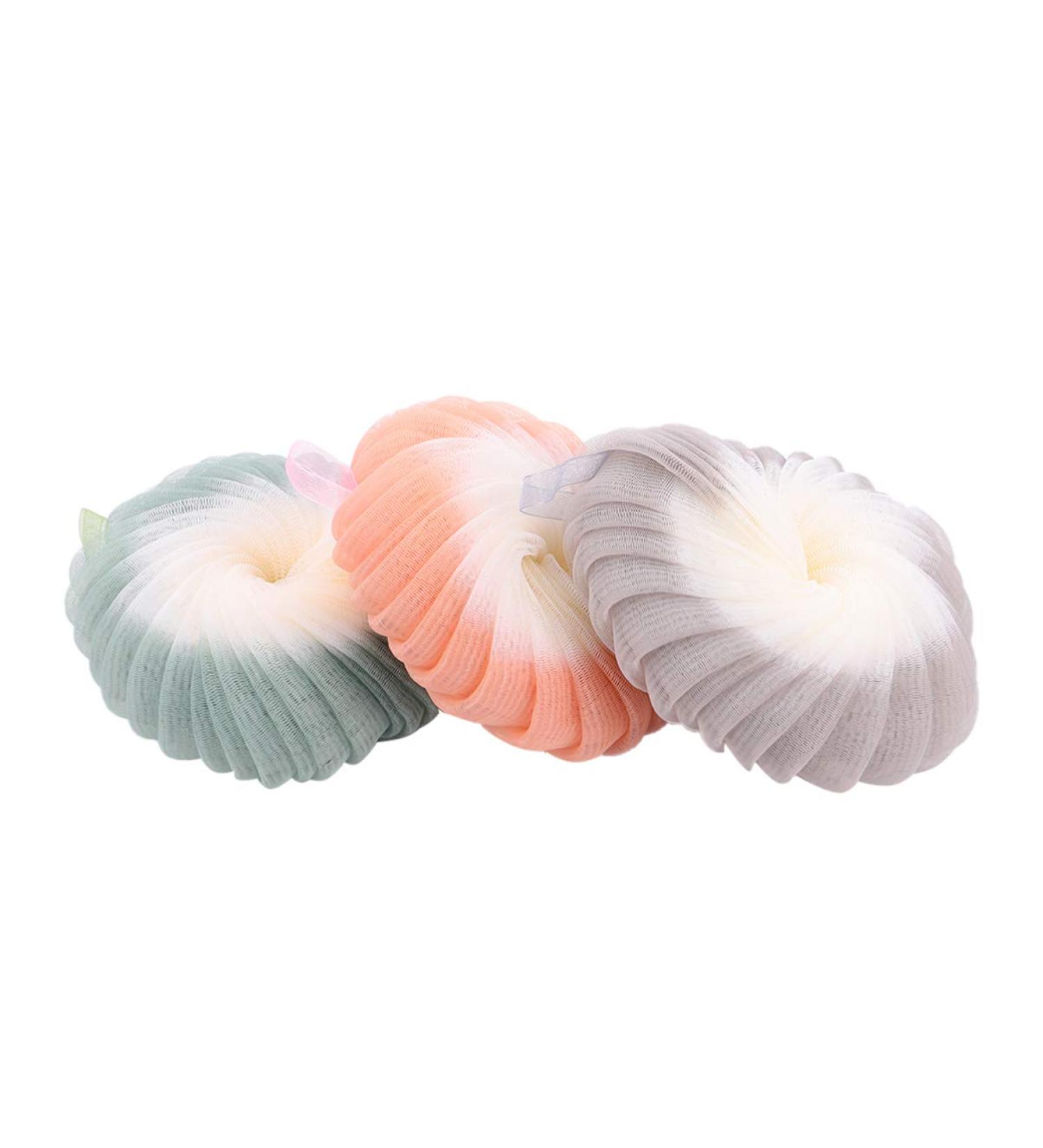 3 Pcs Two-Ball Bath Scrubber Set | Mesh Bath Sponge & Loofah for Luxurious Shower | International Shipping Available - Buy Online on GoSupps.com