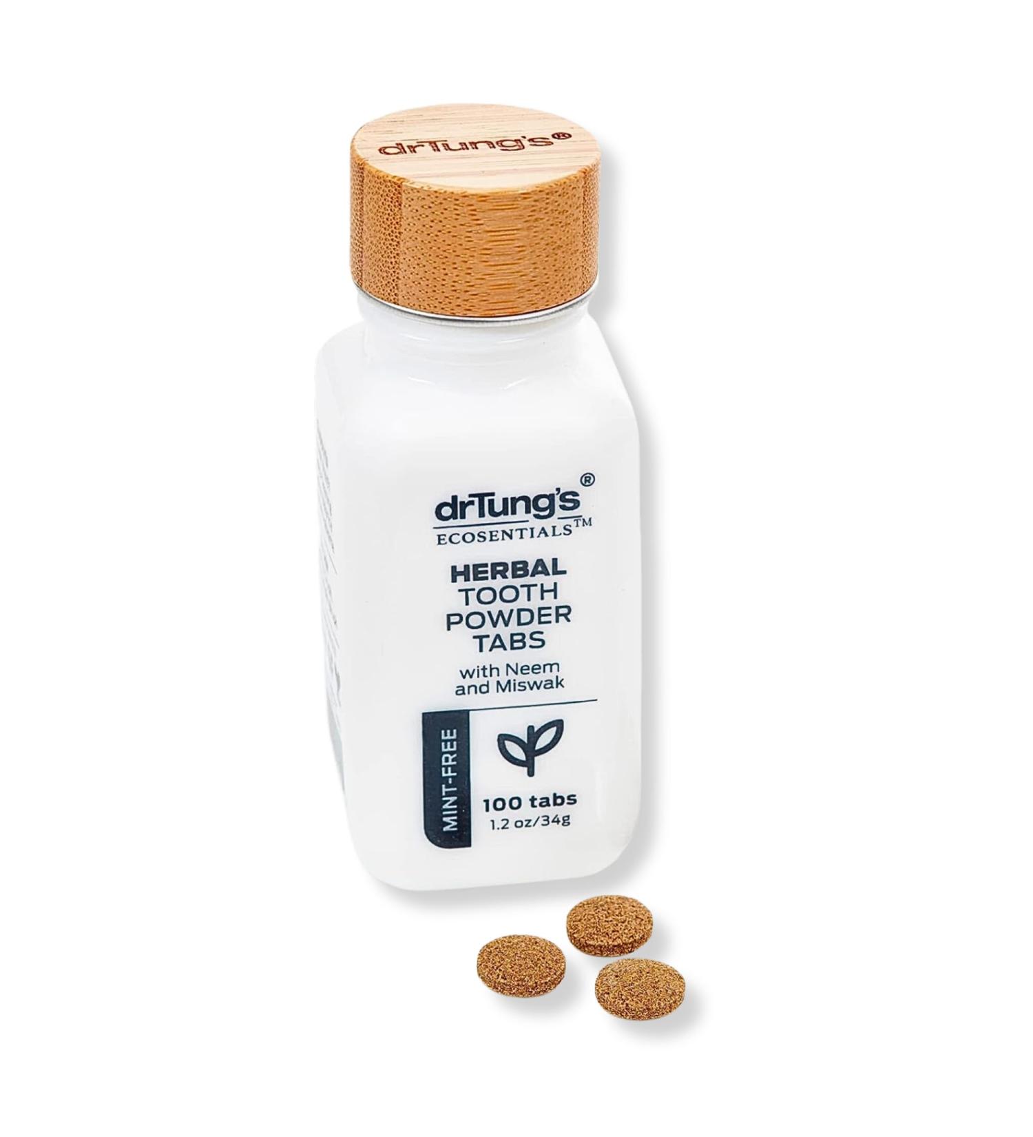 DrTung's Herbal Toothpaste Tablets - Fluoride-Free Vegan Travel Size TSA Compliant Mint-Free - 100 Chewable Tabs (Pack of 3 - Buy Online on GoSupps.com