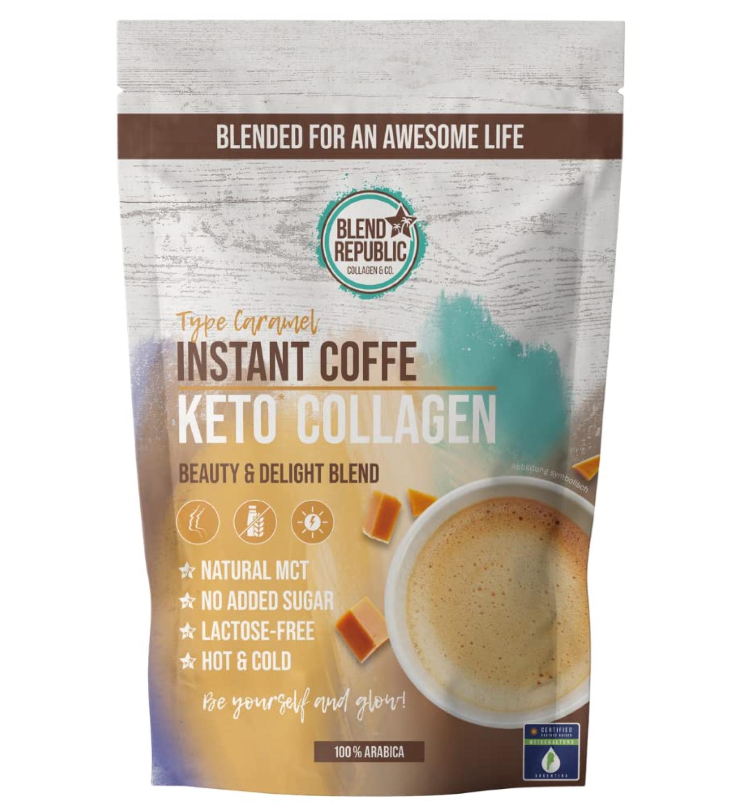 Collages Coffee Salted Caramel - Keto Coffee with 100% Arabica Collagen Peptides & MCT Oil | Low Carb Delight for Beauty - 220g (22 Cups) - Buy Online on GoSupps.com