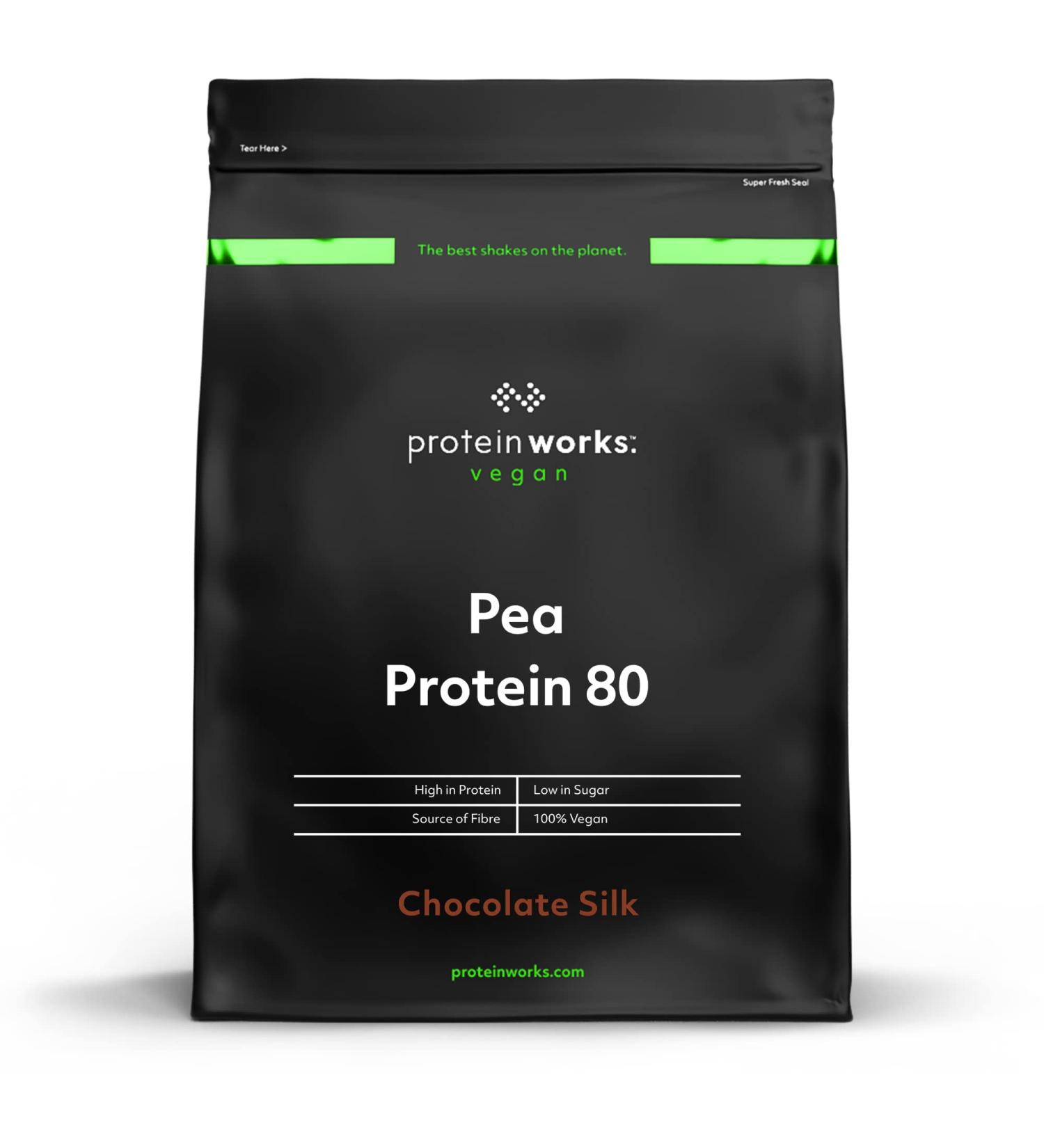 Protein Works Chocolate Silk Pea Protein Isolate Powder 500g - Plant-Based, Gluten Free, No Added Sugar - Buy Online on GoSupps.com