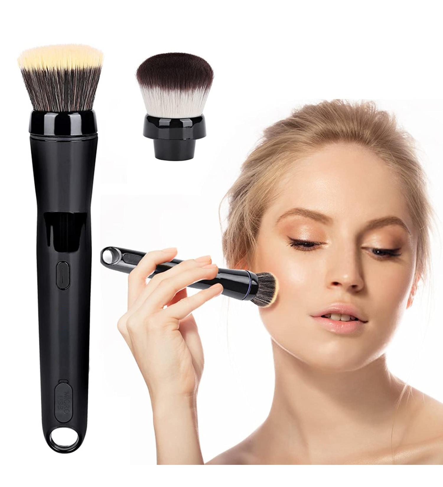 Electric Makeup Brush Automatic Rotating Makeup Brush with Foundation & Blusher Brush Heads for Liquid Cream Powder Based Make Up for All Skin Types - Buy Online on GoSupps.com