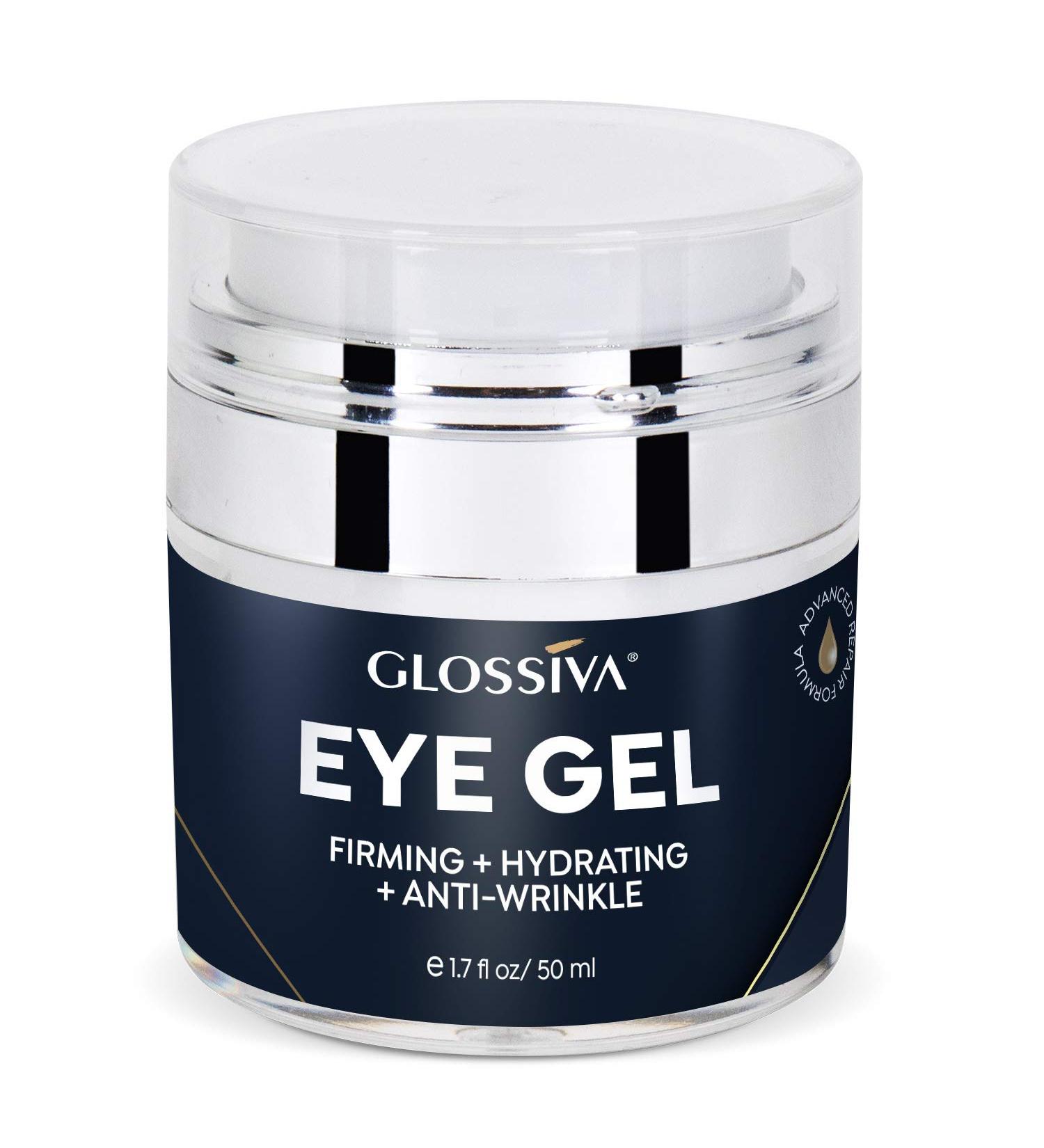 Glossiva Eye Gel with Hyaluronic Acid for Wrinkles, Dark Circles & Puffiness - Hydrating & Firming Formula for Under Eye Bags - 1.7 Fl Oz - Buy Online on GoSupps.com