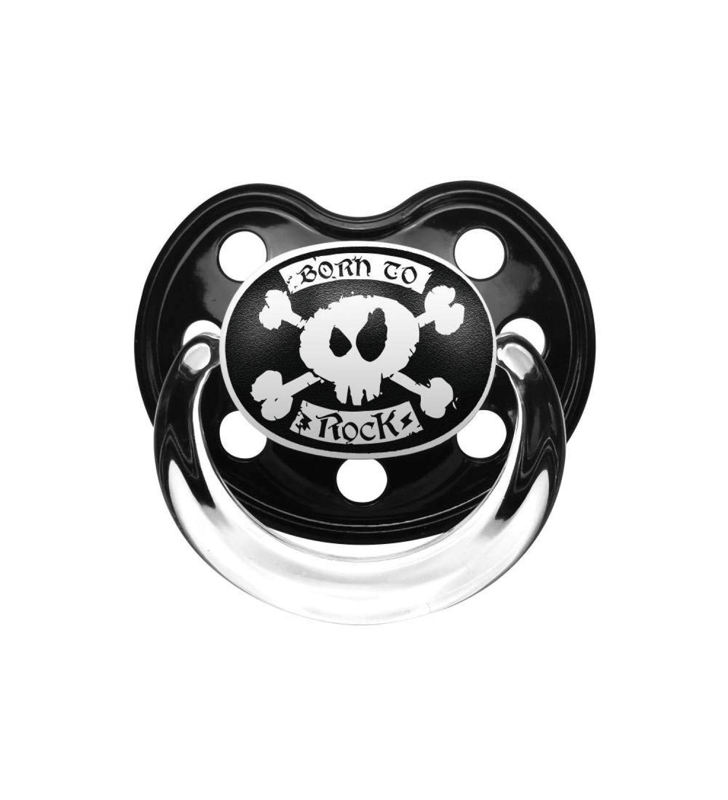 born to rock - pacifier black size 2 (6-18 months) 100% statement from Metal Kids