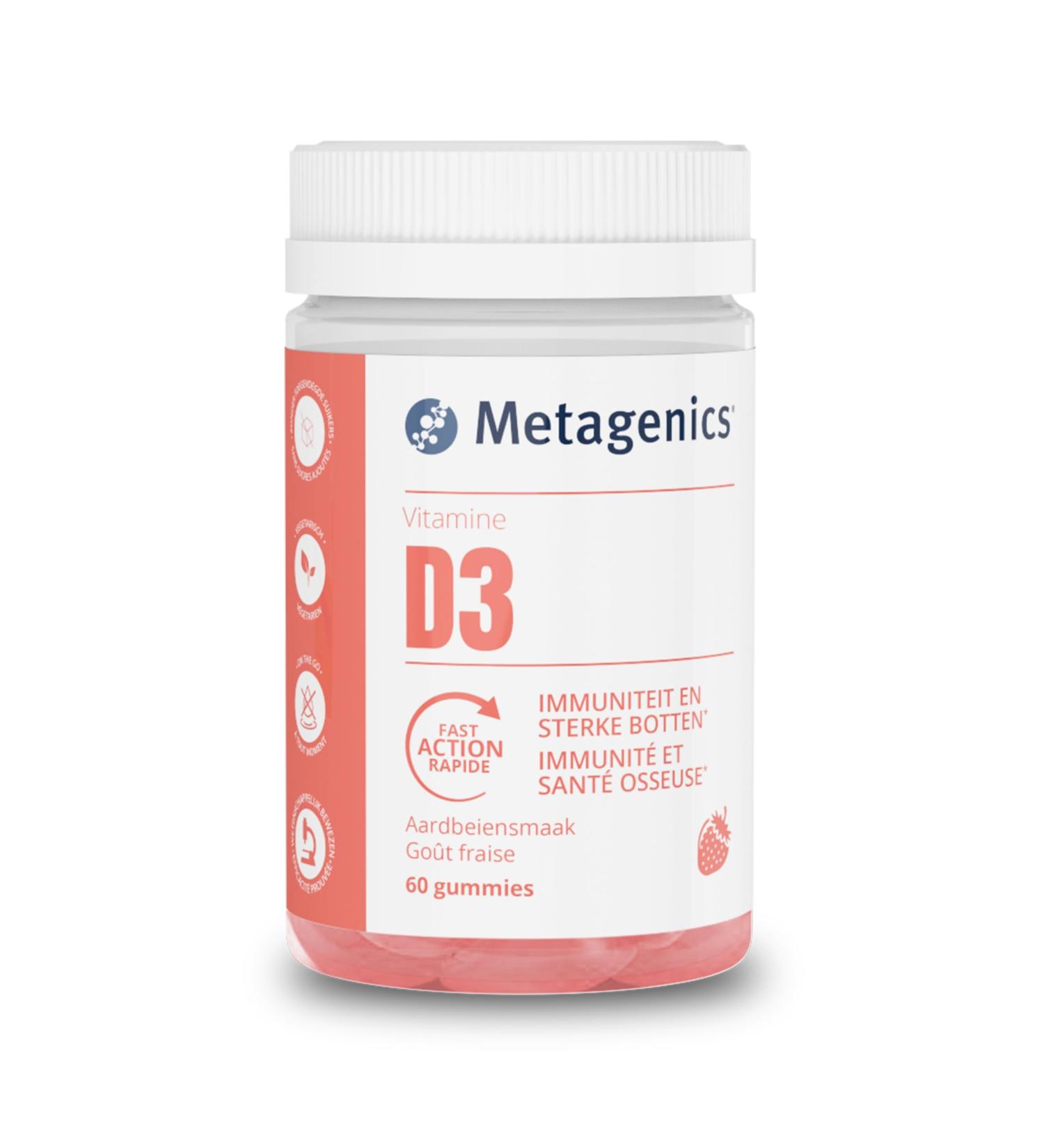 Metagenics - Food supplement Immunity and bone health - Gummies - 2 month cure - Quick effect - Scientifically proven efficacy - Natural - Delicious strawberry flavor - Vegetarian - Buy Online on GoSupps.com