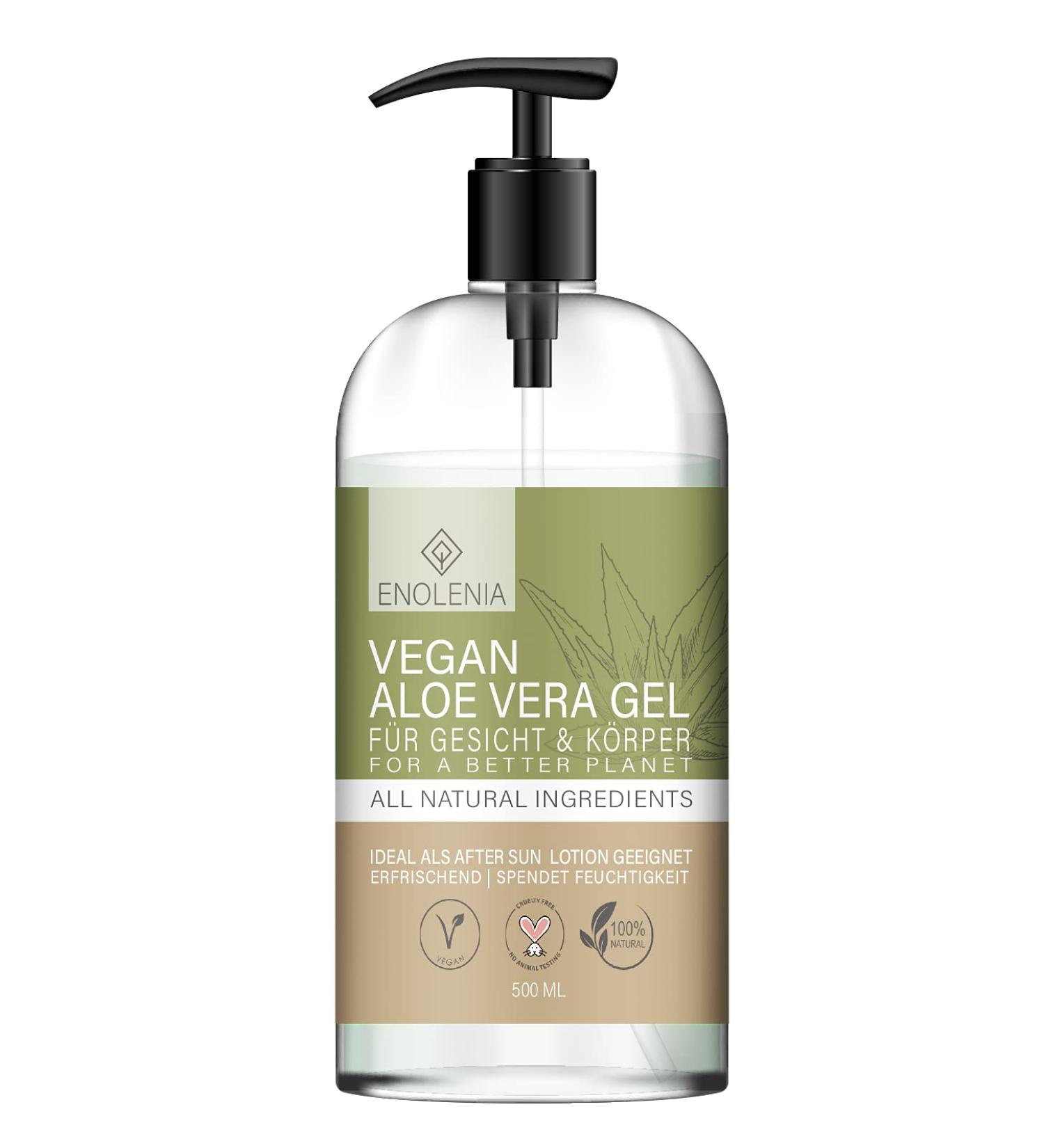 Enolenia Aloe Vera Gel - 3 in 1 Body Lotion & Skin Care - Vegan Intensive Moisture for All Skin Types - 500 ml - Buy Online on GoSupps.com