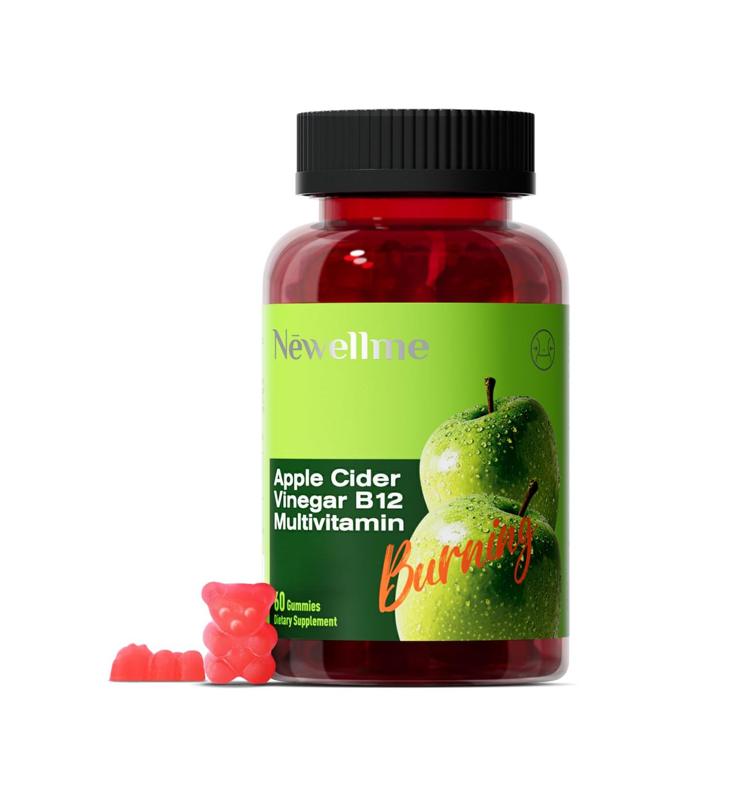 NEWELLME Sugar-Free Apple Cider Vinegar (ACV) Gummies with The Mother & B12 Vegan Organic Vitamin Gummies for Digestion Energy & Metabolism Gluten-Free Multivitamin Support 60 Counts 60 count(pack of 1) - Buy Online on GoSupps.com