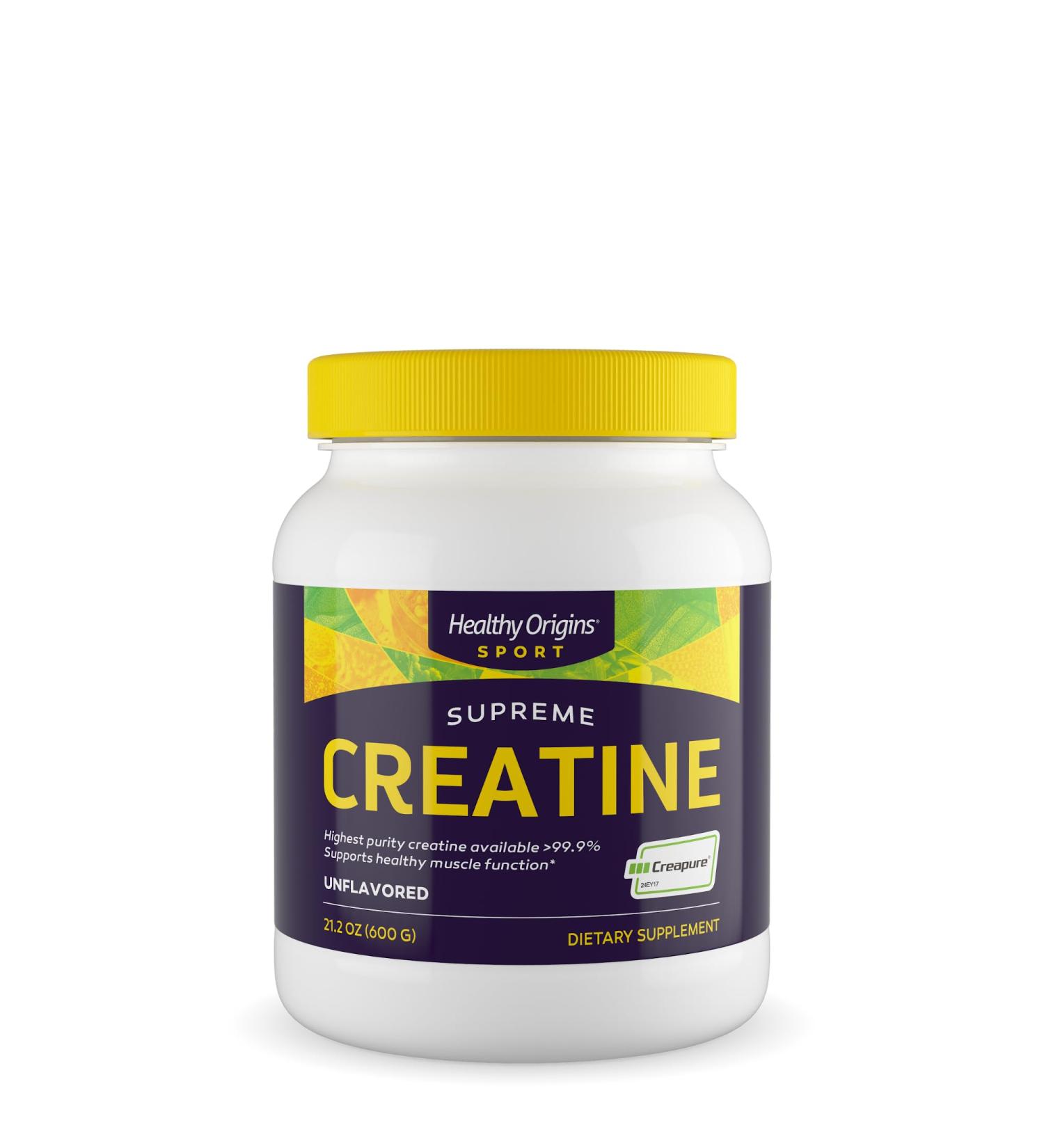 Healthy Origins Supreme Creatine (Creapure) - Premium Creatine Supplement for Muscle Support Unflavored Non-GMO Vegan 21.2 Oz - International Shipping Available - Buy Online on GoSupps.com