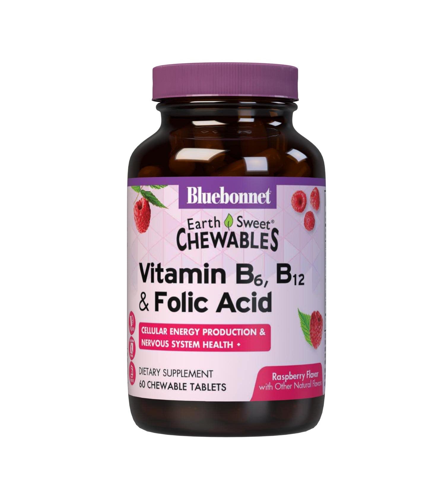 Bluebonnet Nutrition Vitamin B6 B12 + Folic Acid Raspberry Chewables - 60 Tablets - Buy Online on GoSupps.com