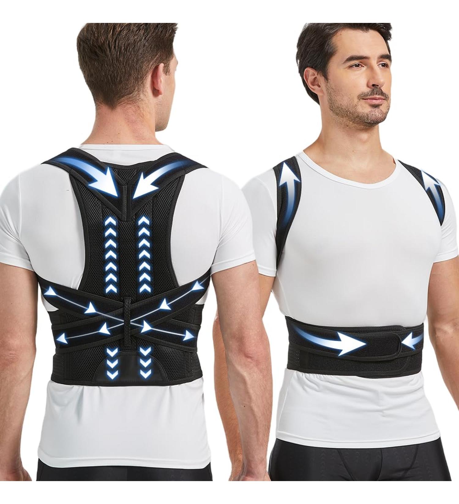 Posture Corrector for Men & Women | Adjustable Back Brace for Pain Relief | Scoliosis & Hunchback Support - Buy Online on GoSupps.com