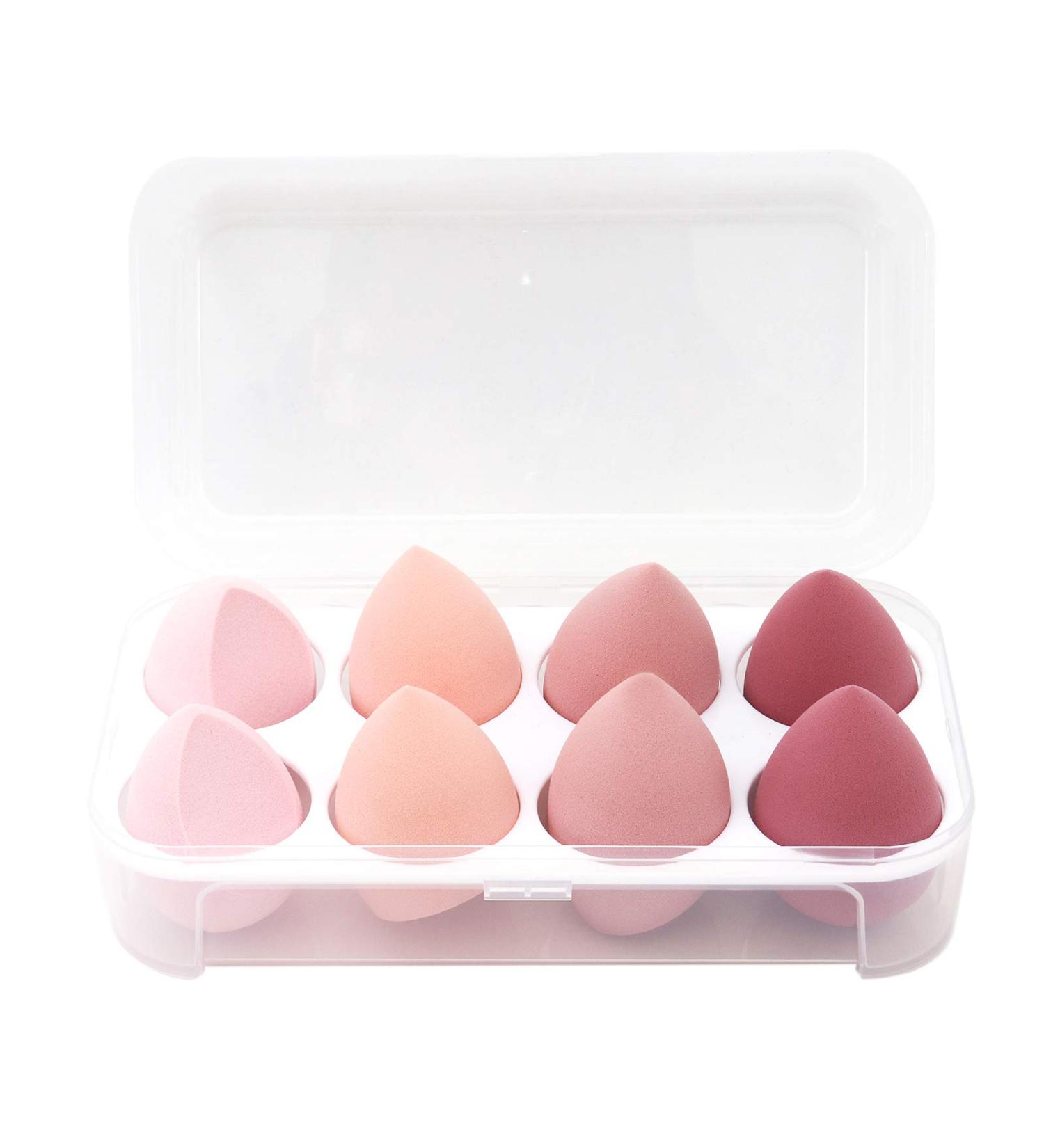 8 PCS Latex-Free Vegan Makeup Sponge Set for Professional Foundation Blending - Pink - Buy Online on GoSupps.com