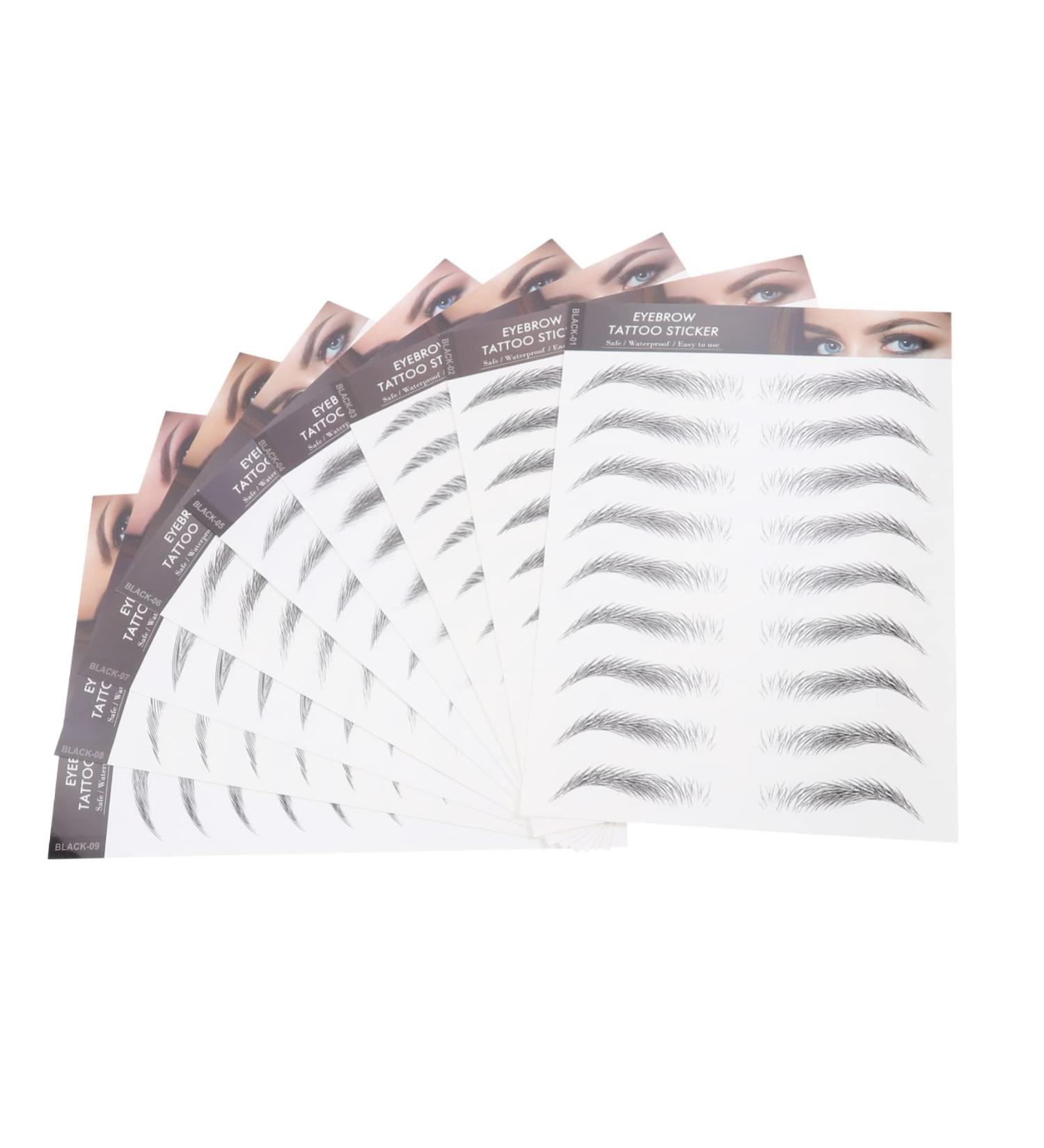 VINTORKY 9 Sheets Black Transfer Stickers Eyebrows for Makeup Imitation Eyebrow Sticker 21.50X14.50X0.10CM Black - Buy Online on GoSupps.com