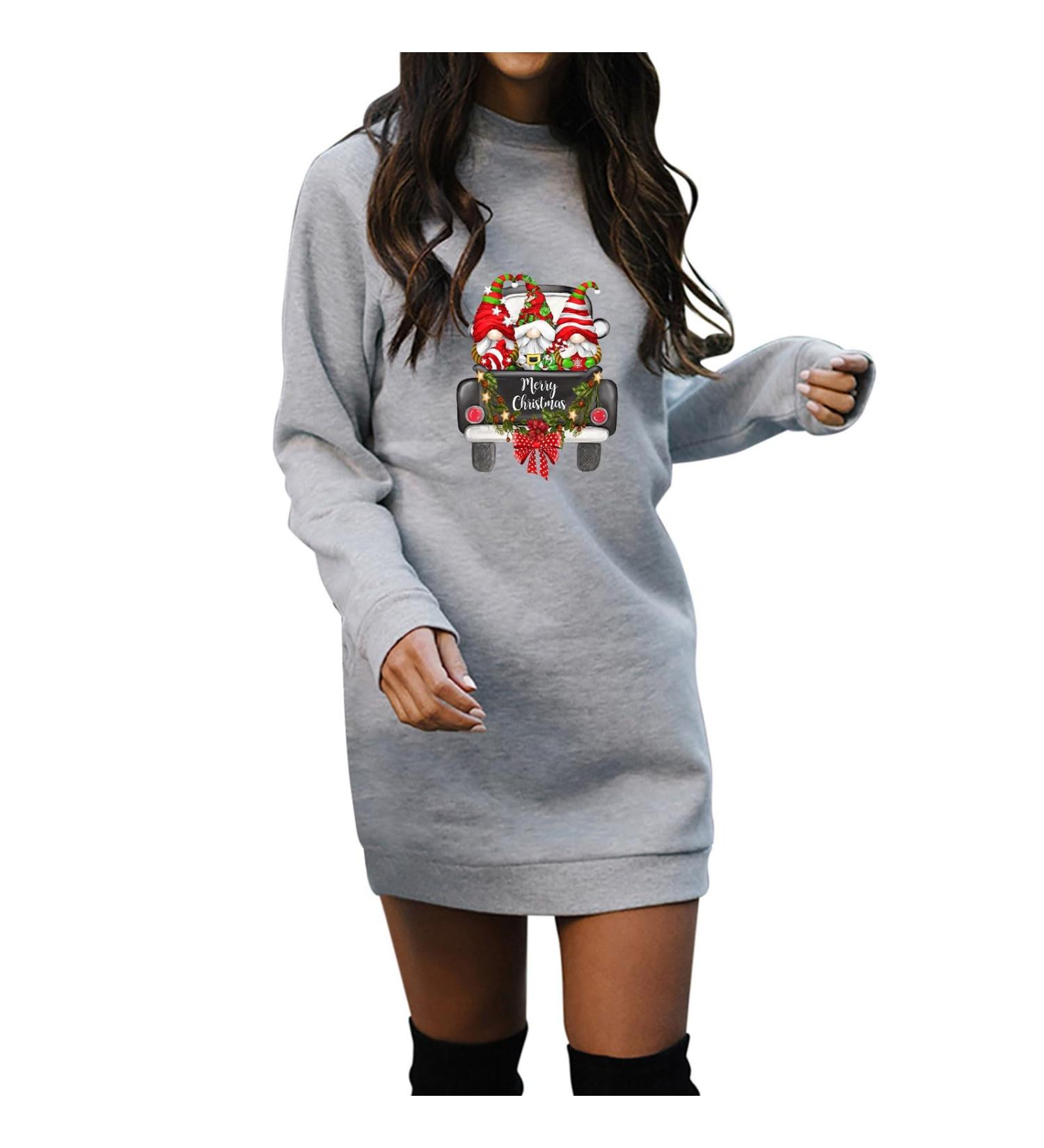 Hanxiulin Women's Christmas Skirt Sweatshirt Jacket - Elk Party Dress Hooded Sweater Top Gray M - Buy Online on GoSupps.com