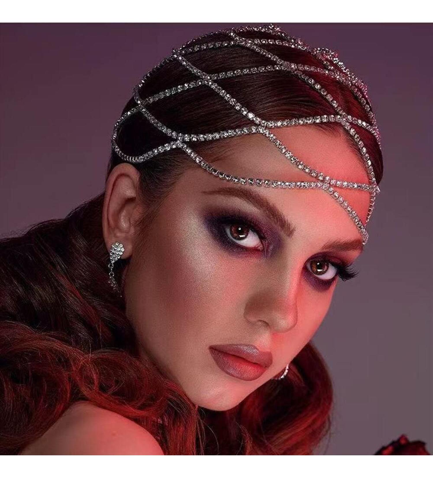 Denifery 1920s Rhinestones Flapper Cap - Sparkly Cleopatra Headpiece for Gatsby Party (Silver) - Buy Online on GoSupps.com