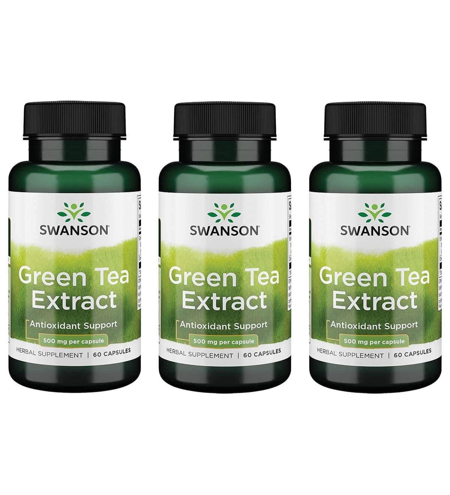 Swanson Green Tea Extract 500mg Capsules (3 Pack) - Natural Antioxidant Support - Buy Online on GoSupps.com