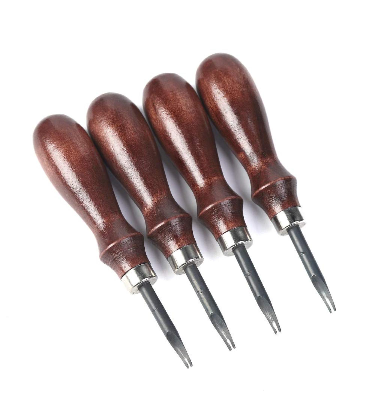 WUTA 4pc Leather Edge Bevelers Set - High Carbon Steel Skiving Tools for Keen Edge Cutting in Leathercraft (0.8mm+1mm+1.2mm+1.4mm) - Buy Online on GoSupps.com