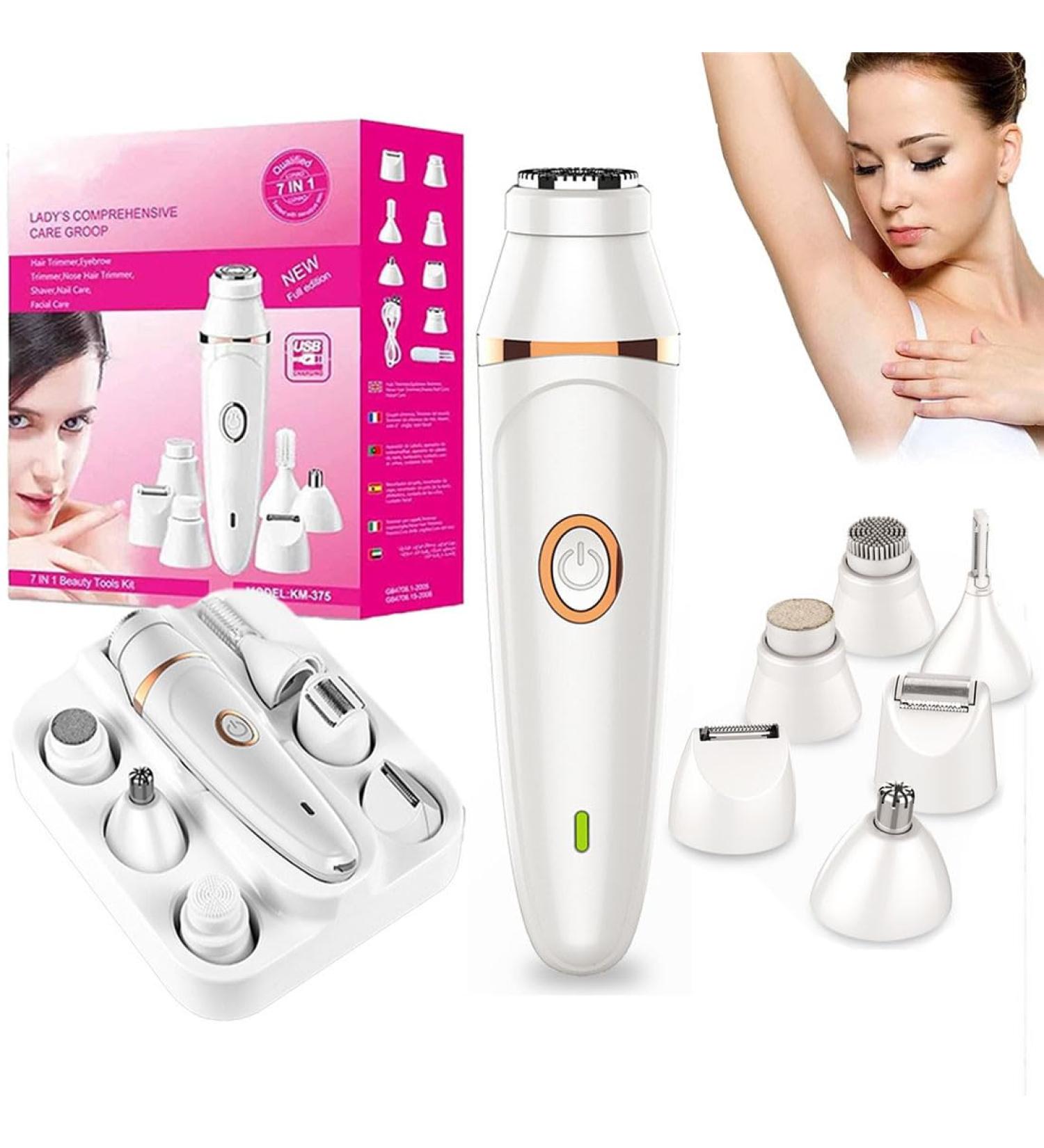 Multifunctional Hair Removal for Face 7 in 1 Women Body and Face Epilator Instant Painless Smooth Electric Facial Hair Remover Cordless Rechargeable Hair Razor Shaver Kit for All Skin Types - Buy Online on GoSupps.com