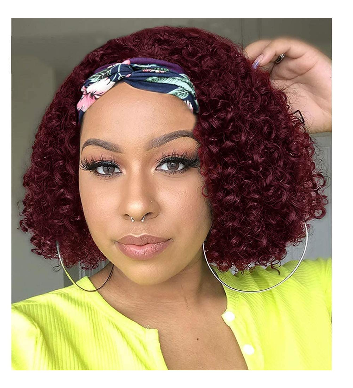 10 Red Curly Headband Wig for Black Women | Flandi Short Pixie Cut | Glueless Machine Made | 118# Red Color - Buy Online on GoSupps.com
