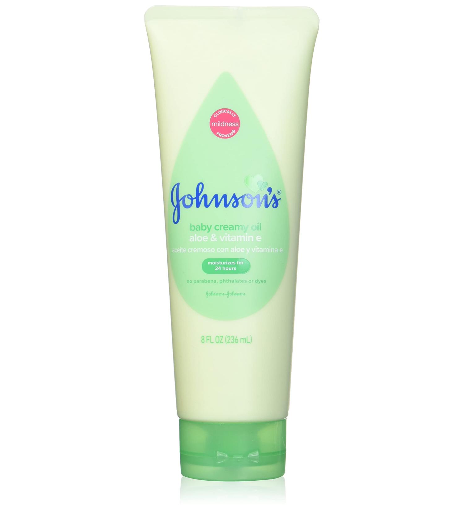 Johnson's Baby Creamy Oil with Aloe & Vitamin E - Non-Greasy Moisturizing Lotion for Delicate Skin | 8 Fl. Oz - Buy Online on GoSupps.com
