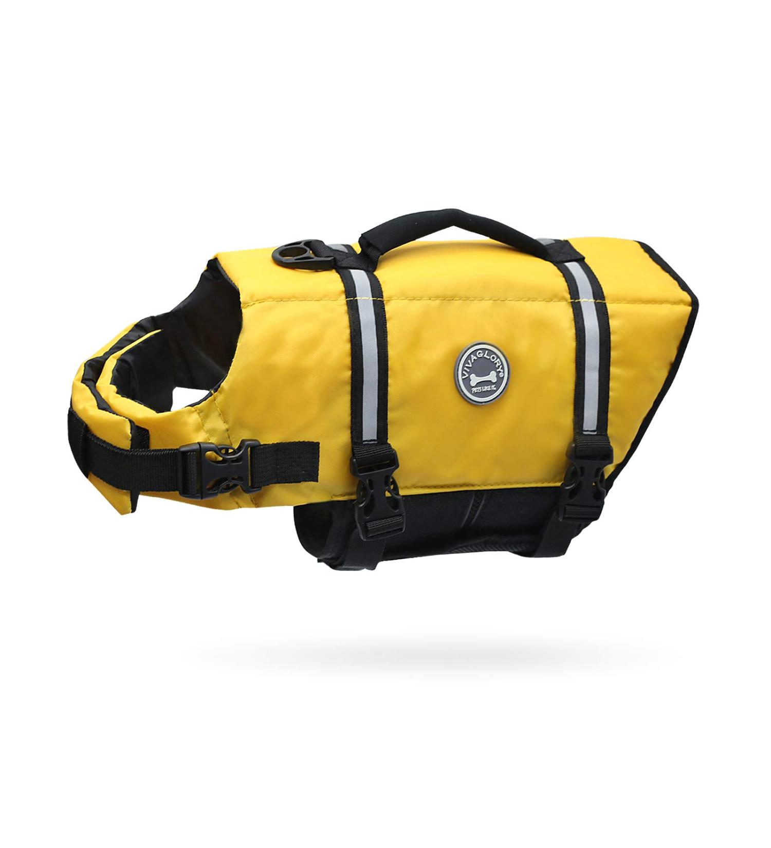 Vivaglory Ripstop Dog Rescue Vest for Small & Medium Dogs - Improved Buoyancy & Visibility Yellow XL (Chest 78-96cm) Perfect for Boating & Water Safety - Buy Online on GoSupps.com
