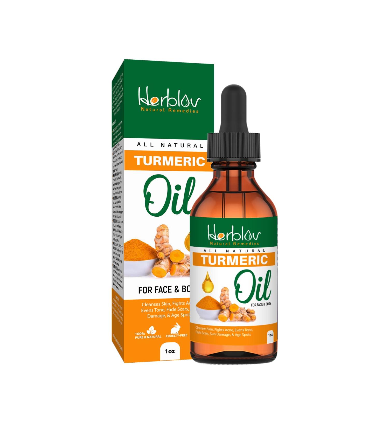 Turmeric Oil for Face & Body - Natural Skin Brightening Serum for Dark Spots, Acne, and Scars - Handcrafted in the USA - Buy Online on GoSupps.com