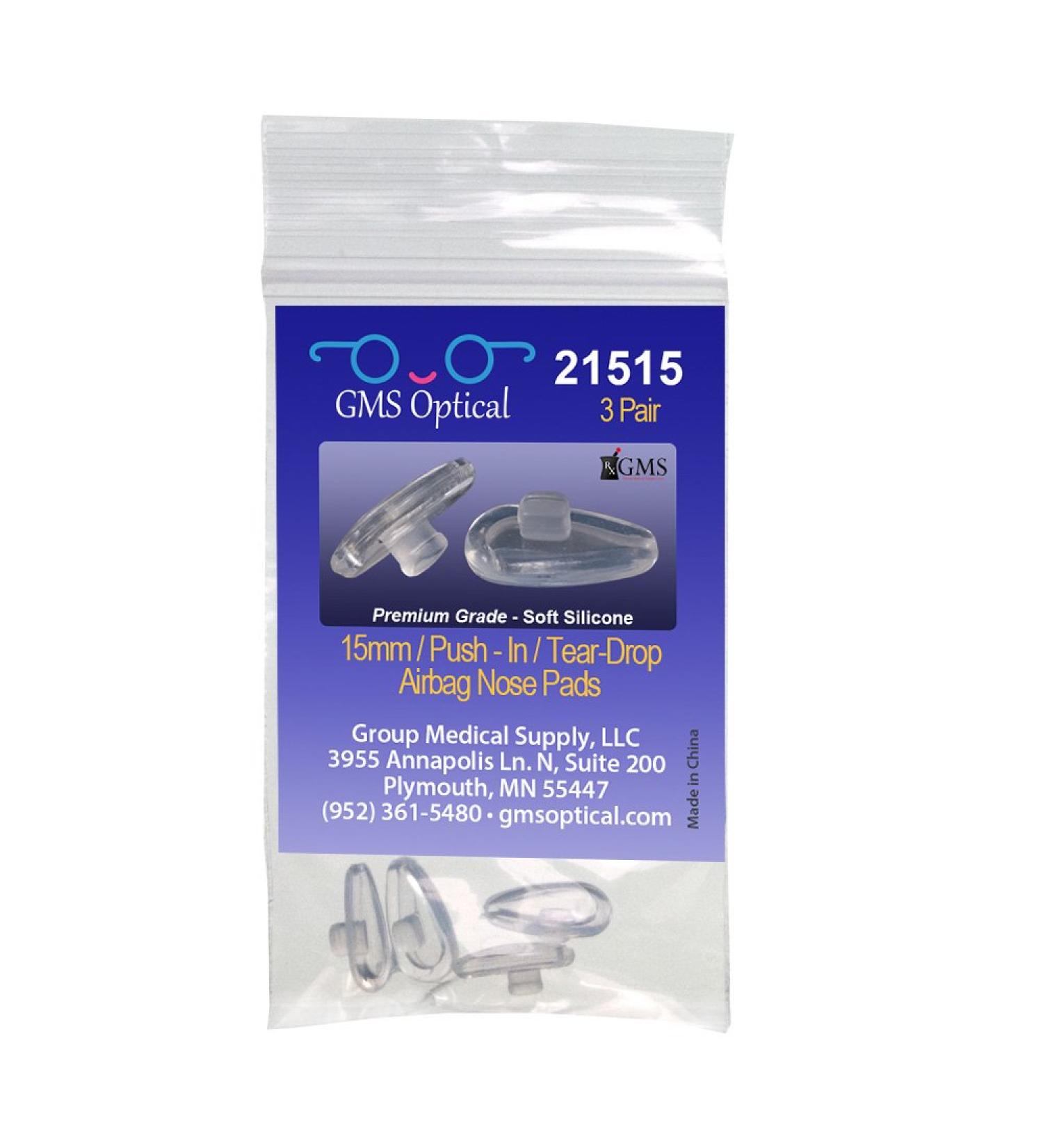 GMS Nose Pads for Glasses Soft Silicone 15 mm 3 Pairs