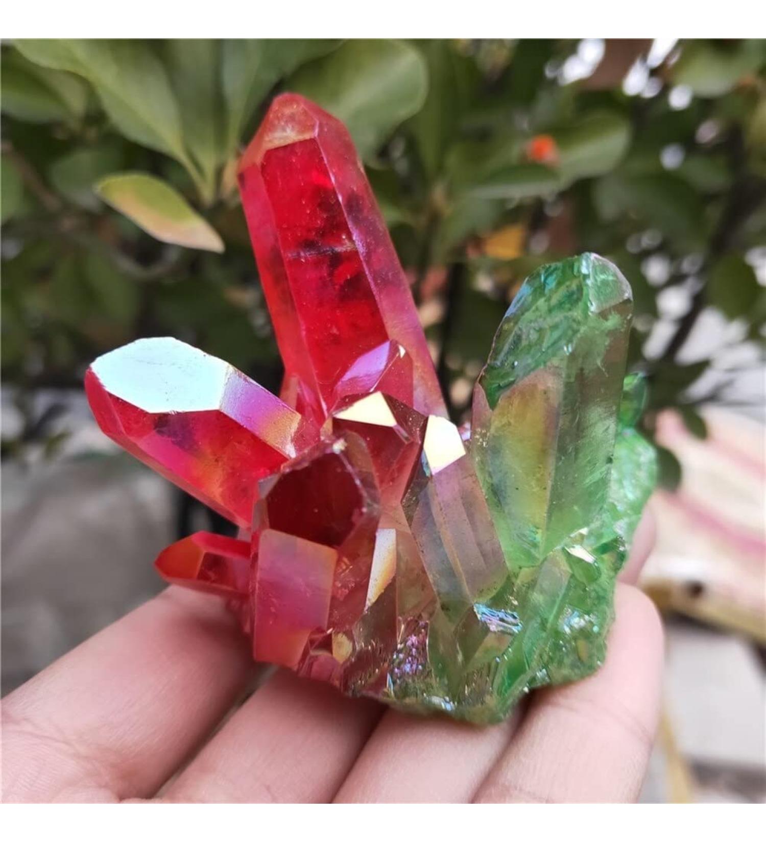 150g Crystal Cluster Natural Reiki Angel Quartz Cluster Green and Red Titanium Cluster Reiki Stones - Buy Online on GoSupps.com
