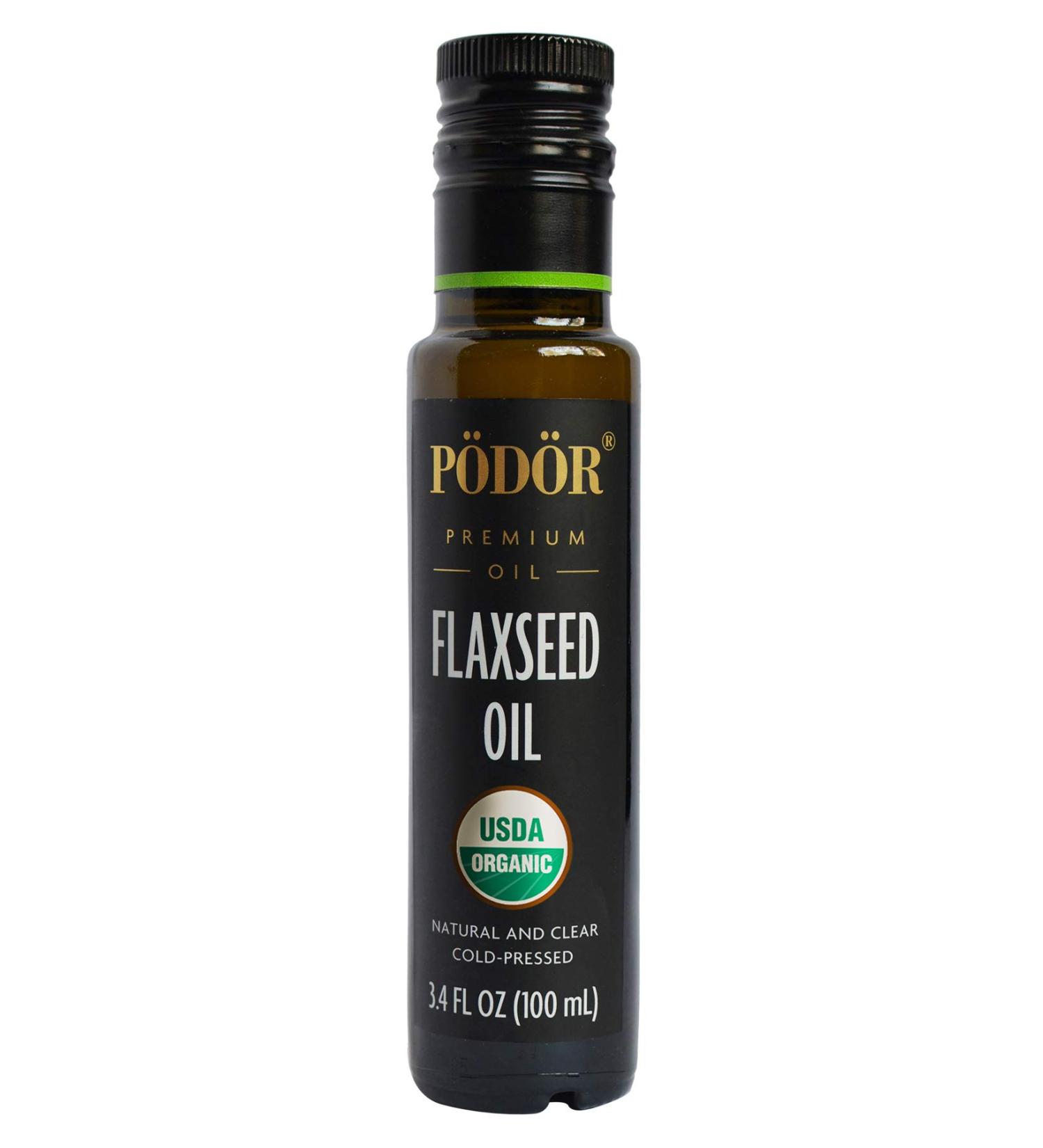 PDR Premium Organic Flaxseed Oil - 3.4 fl. Oz. - Cold-Pressed, 100% Natural, Unrefined & Unfiltered - Vegan, Gluten-Free, Non-GMO in Glass Bottle - Buy Online on GoSupps.com