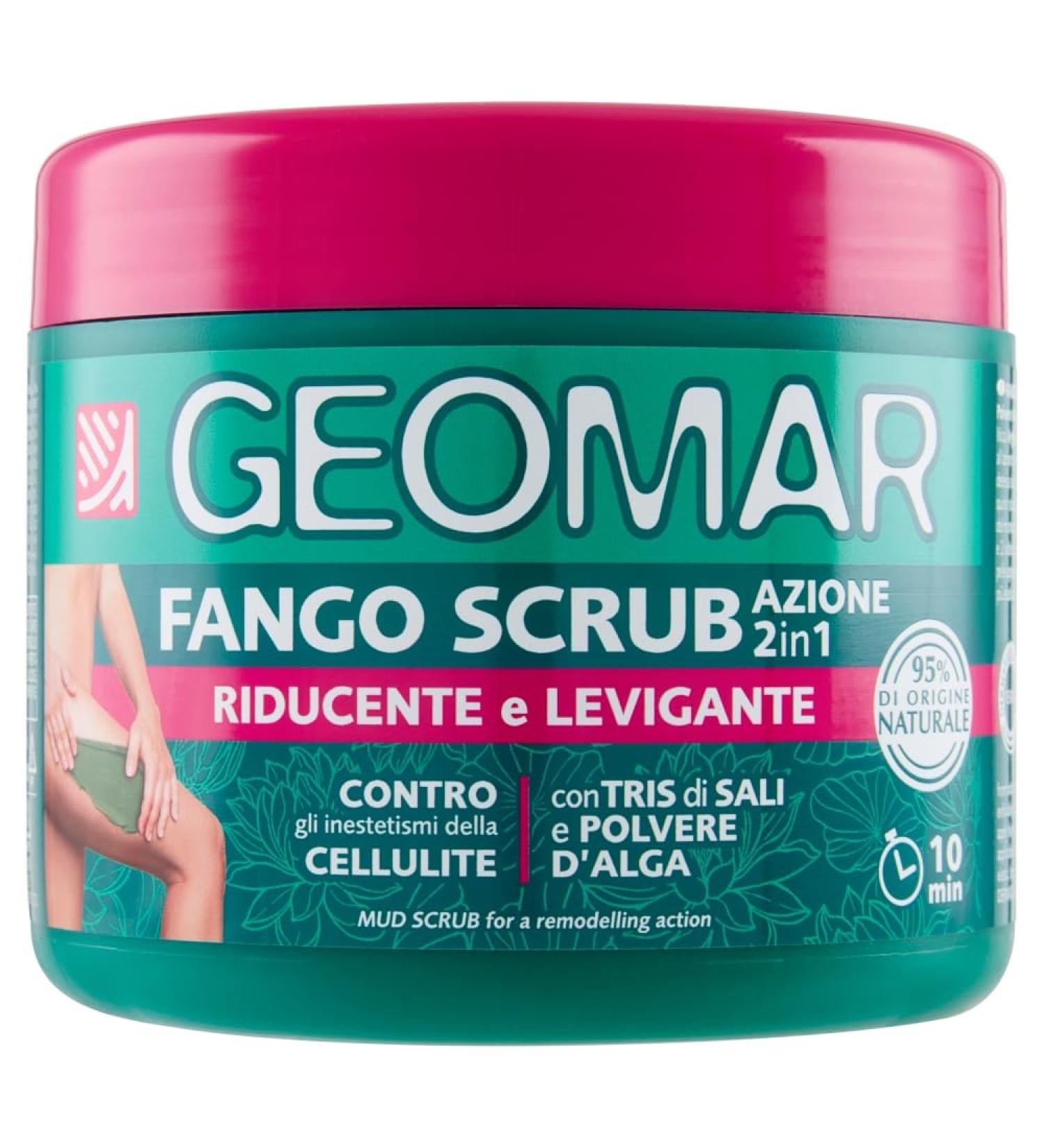 GEOMAR | 2 in 1 Clay Body Scrub Reducing and Smoothing Against Cellulite Imperfections 95% Natural Origin With Tris of Salts Made in Italy 600g - Buy Online on GoSupps.com