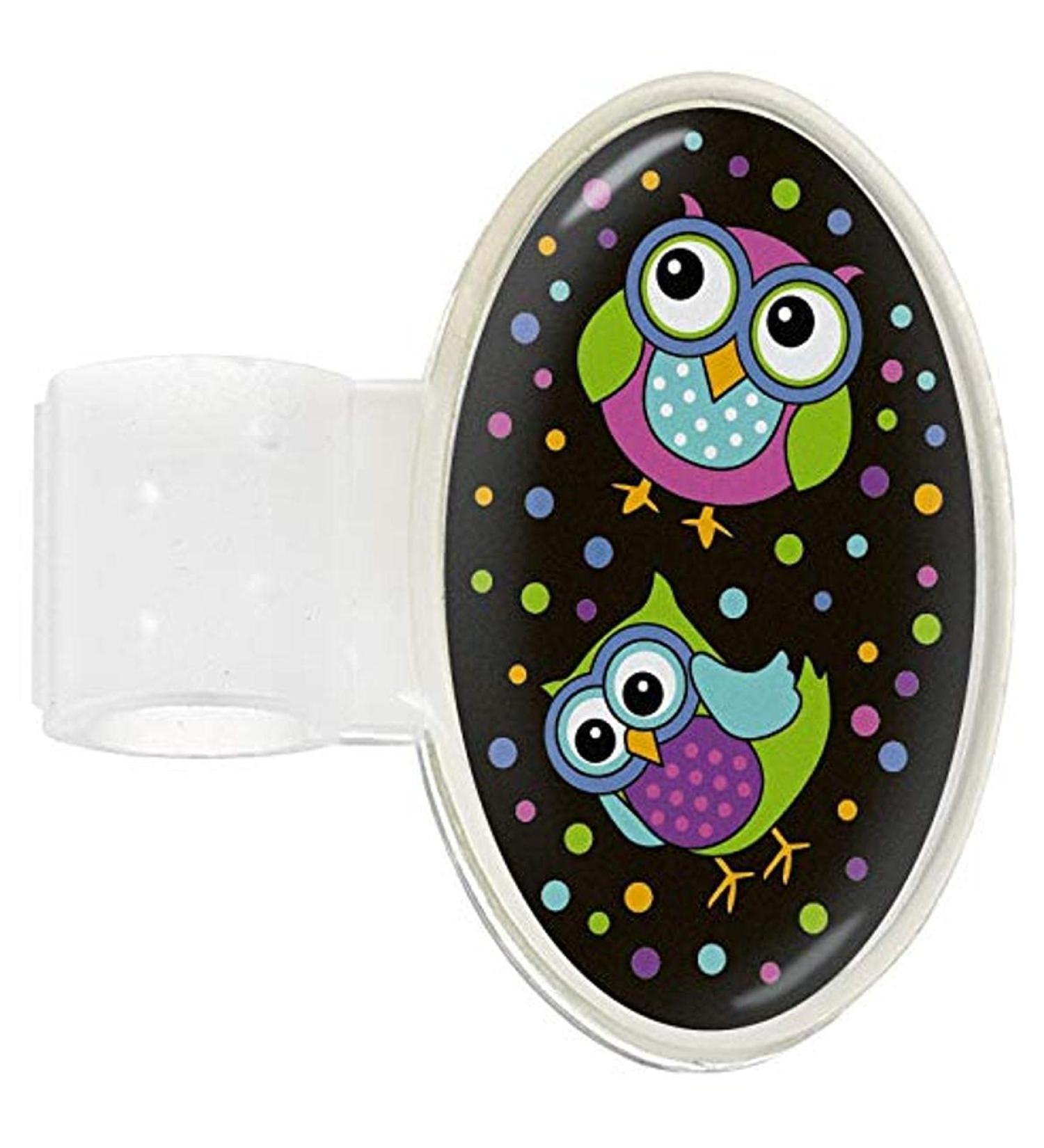 Prestige Medical Printed Stethoscope ID Tag Party Owls Black (Model: S8-POB)