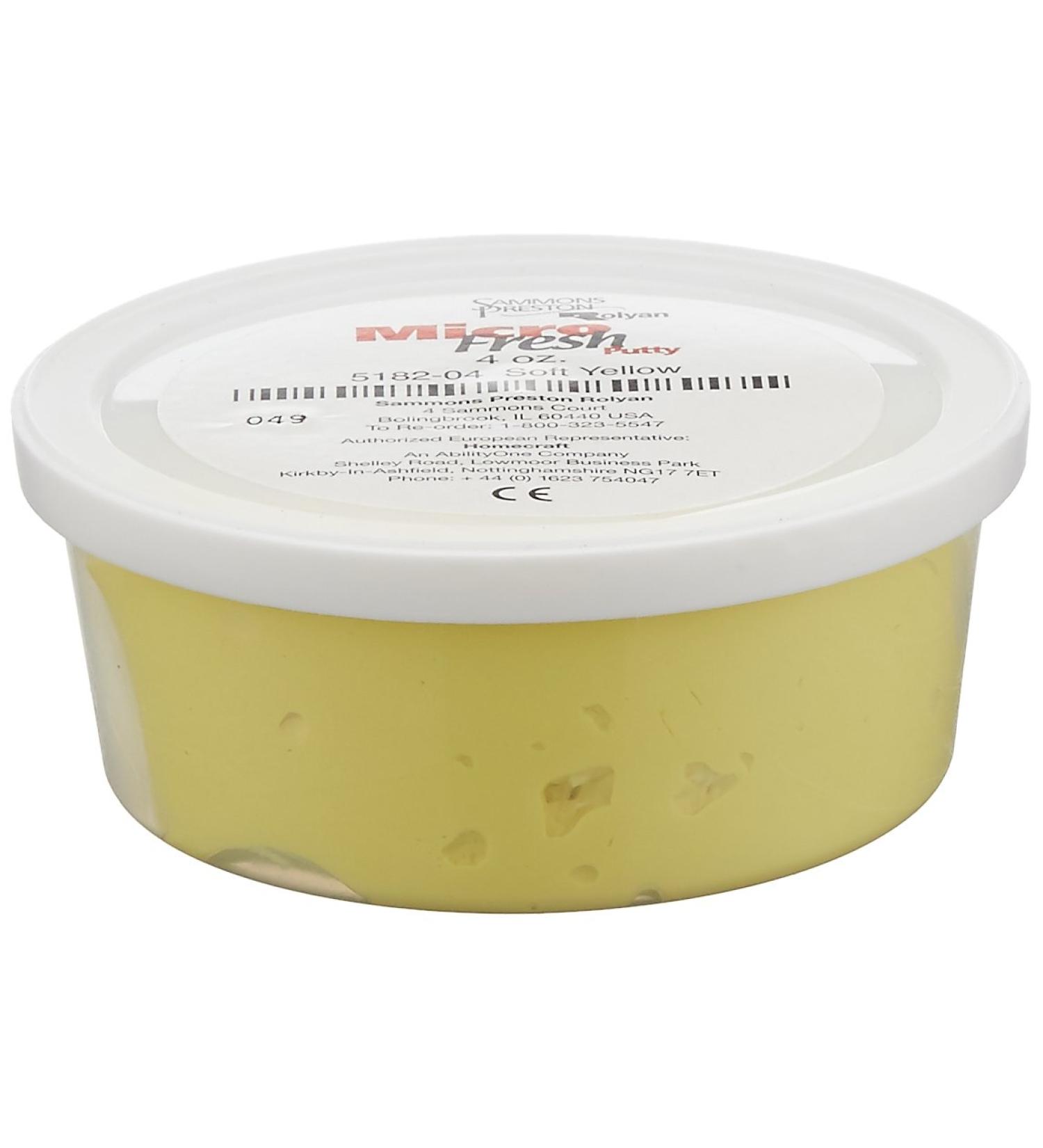 Sammons Preston - 48643 Micro-Fresh Putty, Non-Bacillus, Non-Decay, and Disinfectant Therapy Putty for Hands and Feet Exercises, Color Coded Non-Toxic Clay, Soft, Yellow, 4 Ounces
