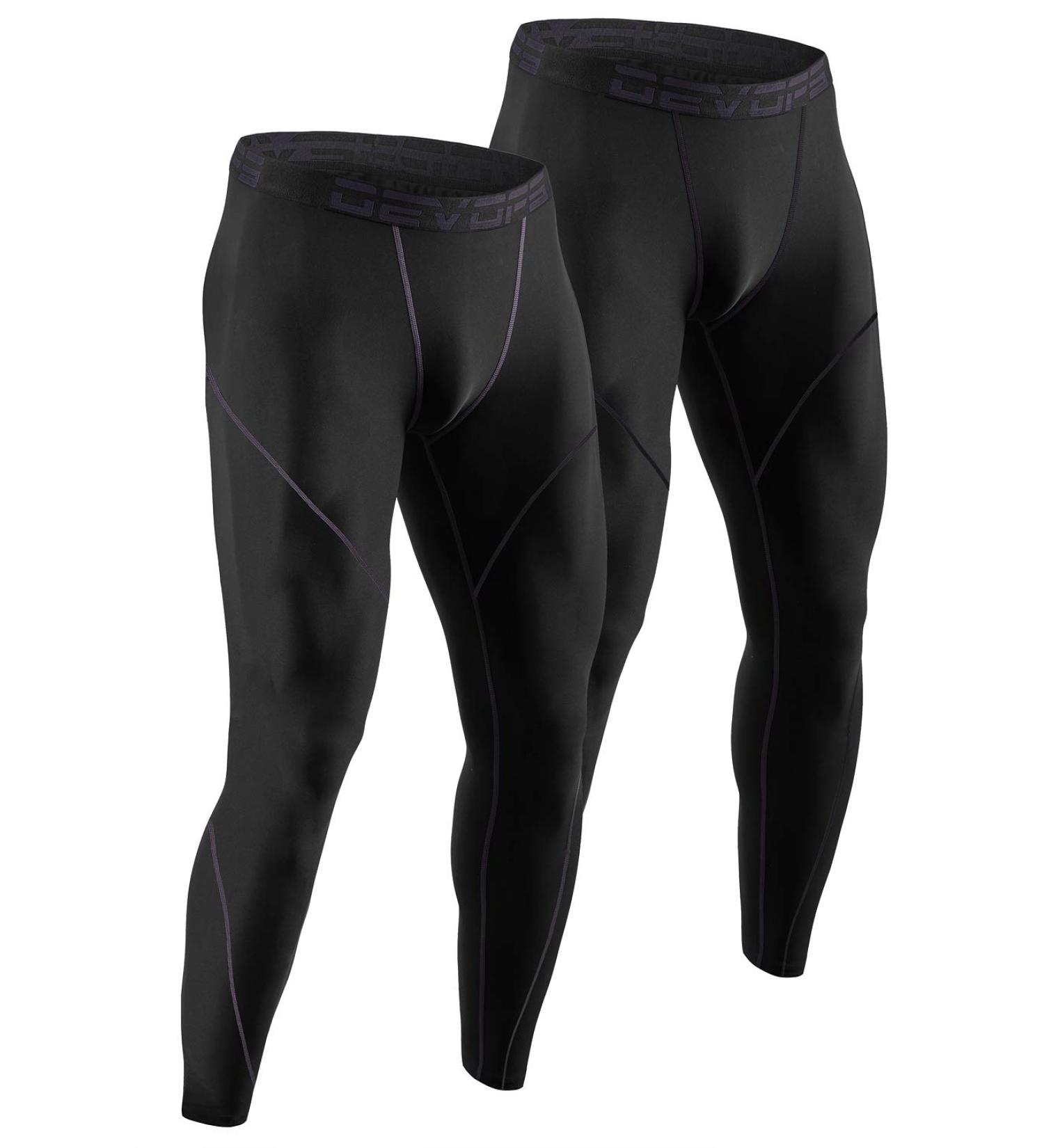 DEVOPS Men's Thermal Compression Pants - 2 or 3 Pack Athletic Leggings Base Layer Bottoms (Small) - Non-pocket, Black - Buy Online on GoSupps.com