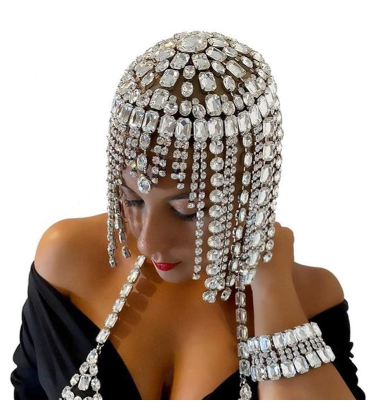STONEFANS Vintage 1920s Rhinestone Head Chain Hairpiece for Women - Silver - Buy Online on GoSupps.com