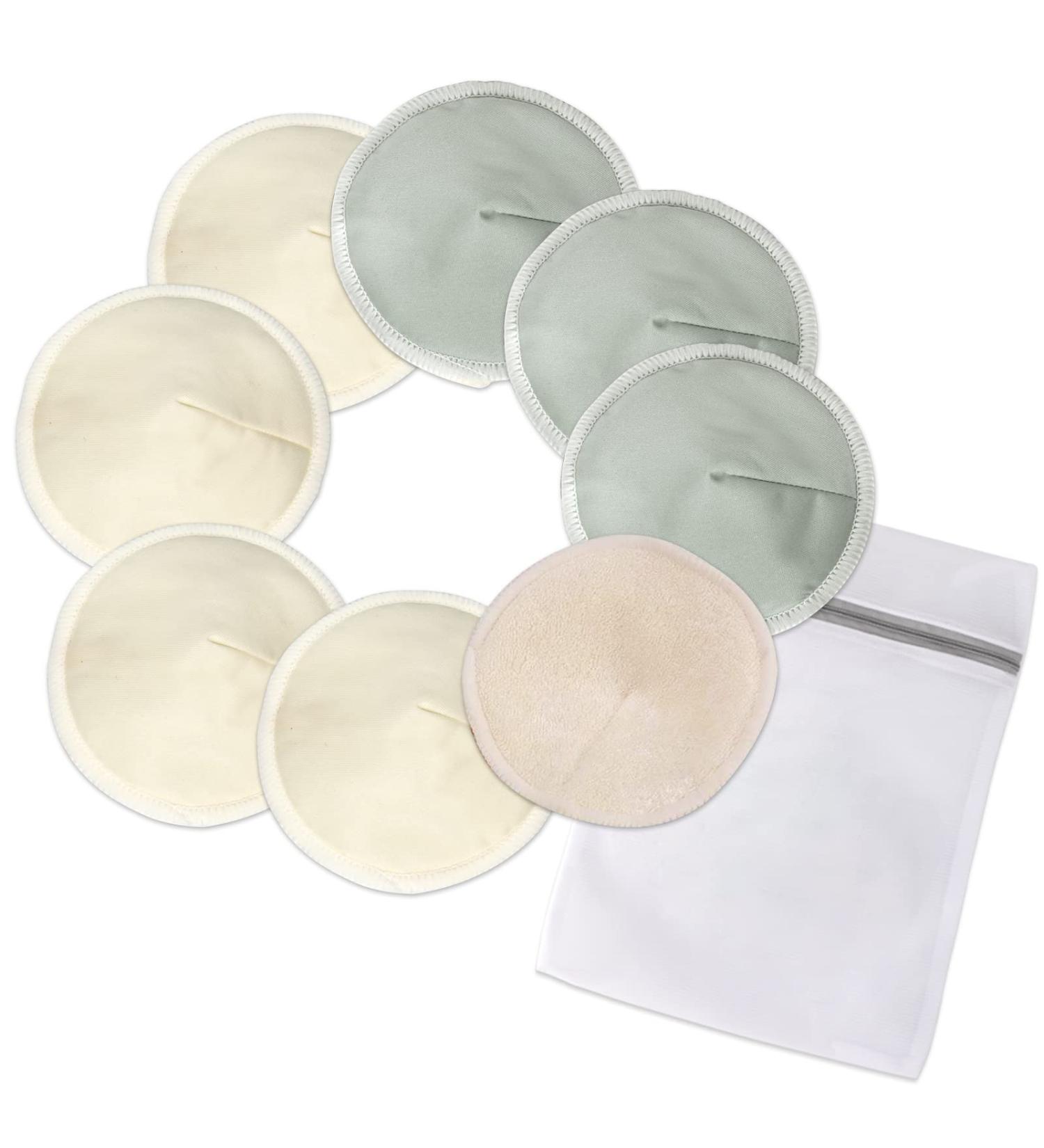 Haakaa All-Day Reusable Nursing Pad Set - 8 Washable Bamboo Breast Pads for Leakproof Breastfeeding Perfect for Pumping & Postpartum Care - Includes Laundry Bag - Buy Online on GoSupps.com