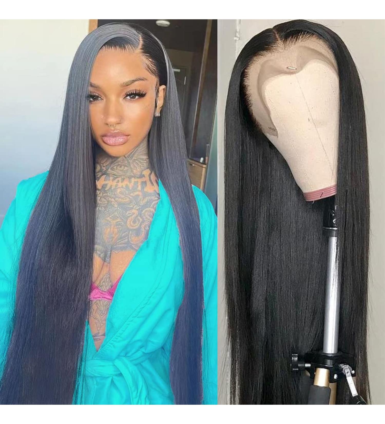 24 Inch Straight Lace Front Human Hair Wig for Black Women - Pre Plucked with 150% Density and Baby Hair - HD 13x4 Lace Frontal Wig - Buy Online on GoSupps.com