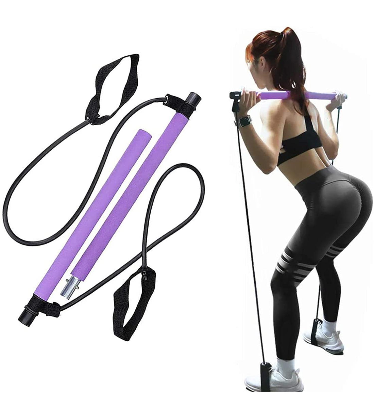 HUIRUMM Pilates Bar Pilates Exercise Resistance Band Pilates bar kit with Resistance Band Portable Pilates Stick for Man Women Home Gym Bodybuilding Shaping Workout Purple - Buy Online on GoSupps.com