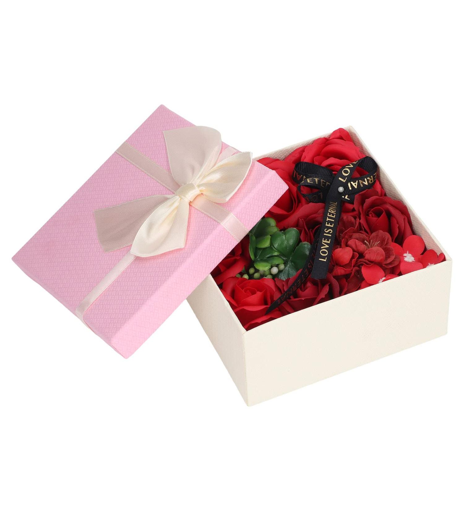 Soap Rose Flower Simulation Rose Flower Soap Women Exquisite Flower Bath Soap Gift Box Decoration for Valentines Day Mothers Day (Red) - Buy Online on GoSupps.com