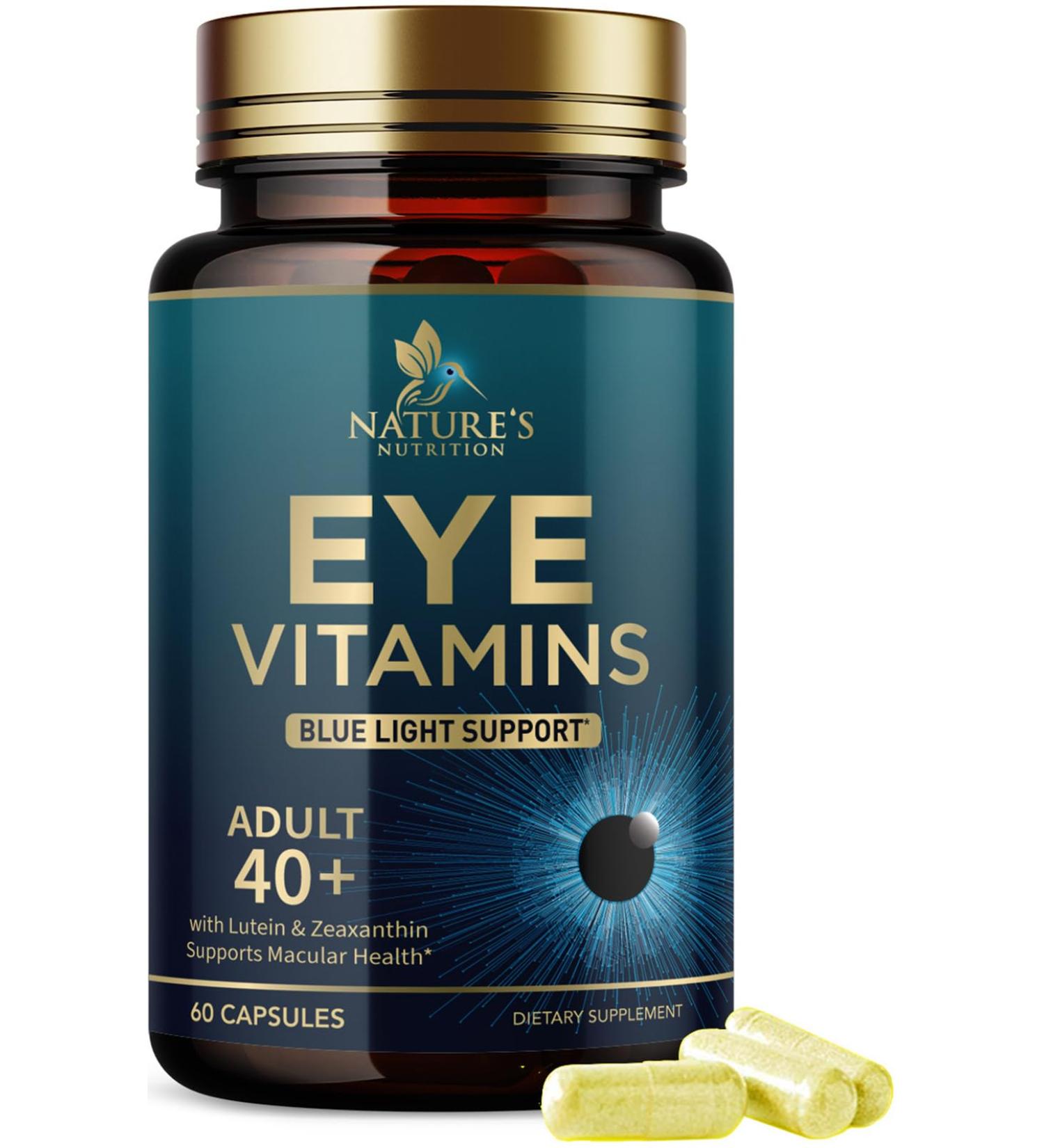 Eye Vitamins & Mineral Supplement - Lutein Zeaxanthin Bilberry Zinc for Macular Health & Dry Eyes - Non-GMO - 60 Capsules - Buy Online on GoSupps.com