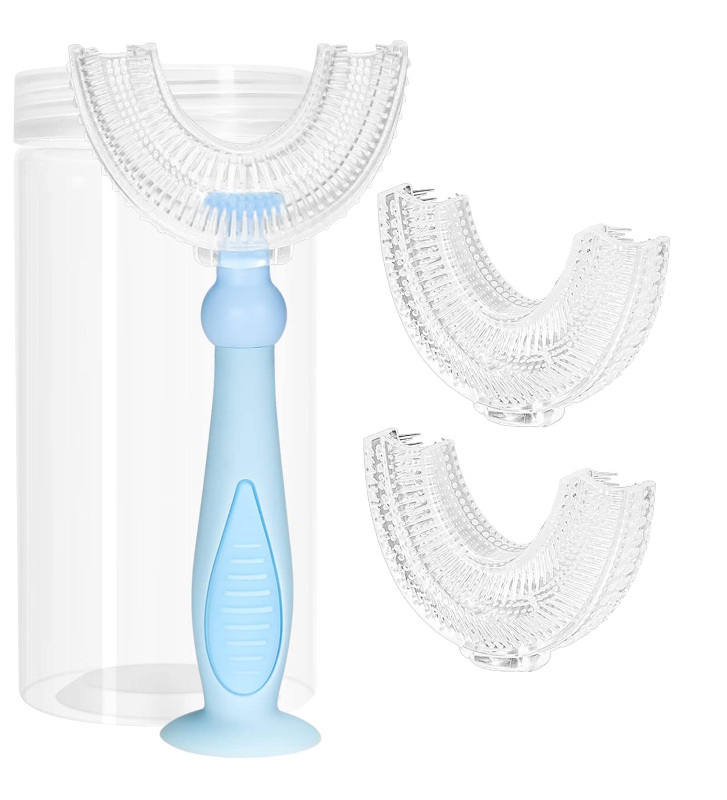 TUSIWIT U Shaped Toothbrush for Kids | 3 PCS Heads | Whole Mouth Kids Tooth Brush | Age 6-12 Years | Blue - Buy Online on GoSupps.com