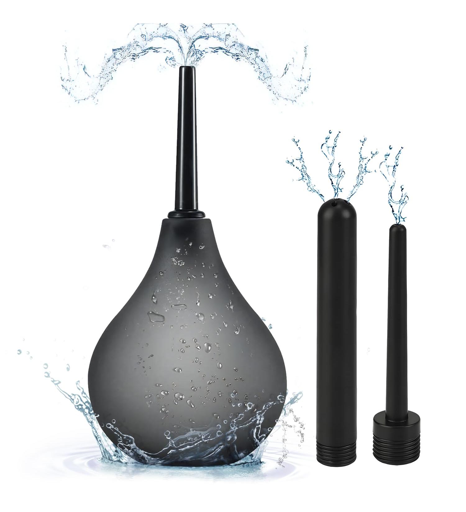 Onegreen Silicone Reusable Enema Kit - 224ML, 2 Pcs Shower Head Attachment - Constipation Relief for Men and Women - Black - Buy Online on GoSupps.com