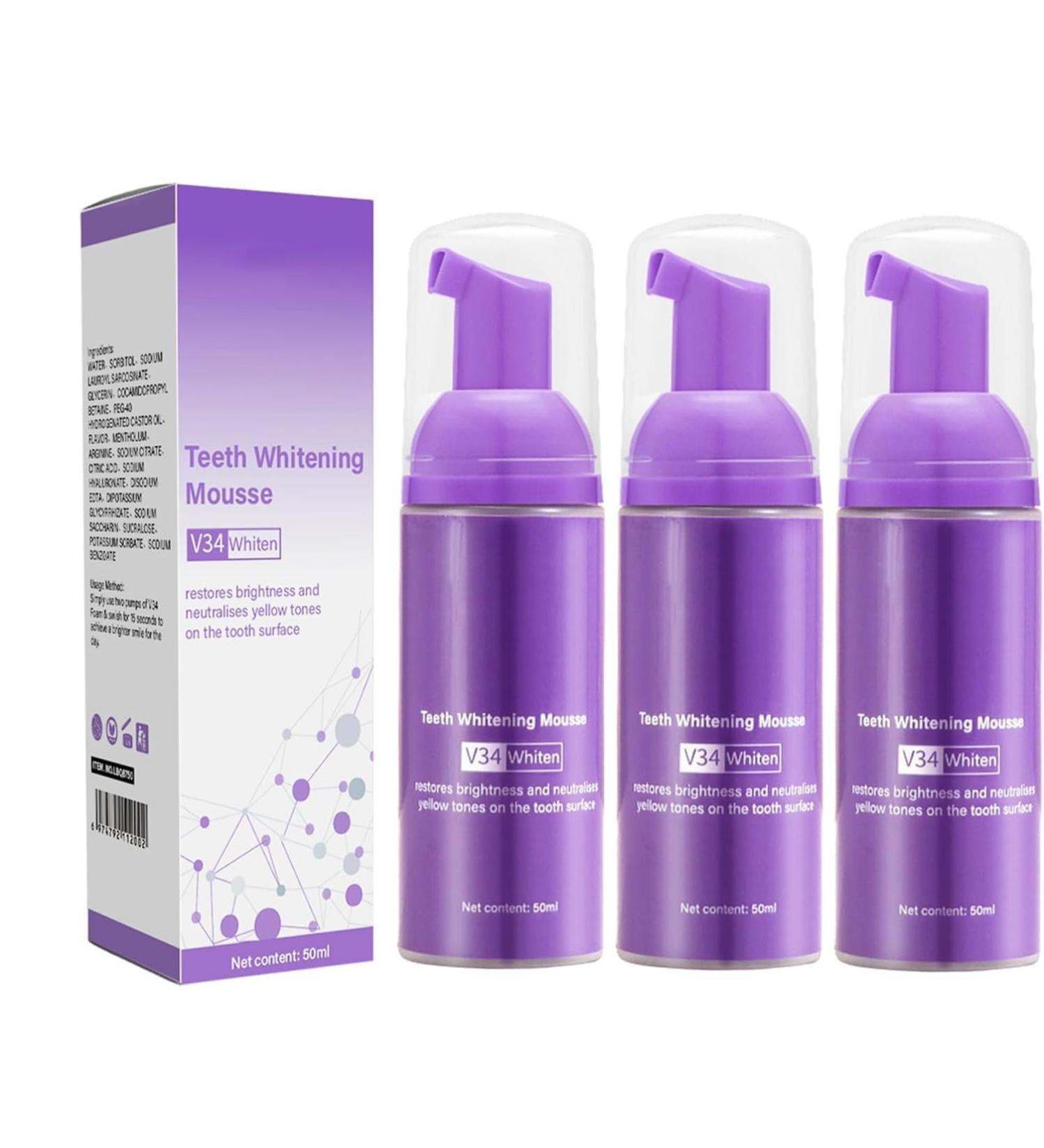 Crystal Clear Mouth Cleansing Foam Purple Toothpaste Corrector for Teeth Whitening Foam Toothpaste for Deep Cleaning Teeth Removing Tooth Stains and Refreshing - Buy Online on GoSupps.com