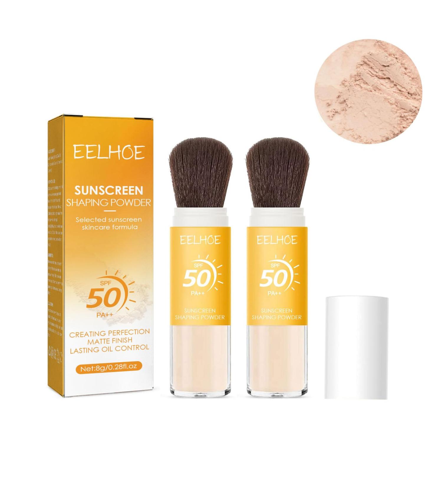 Mineral sun protection powder SPF 50+ powder sun protection for the face Oil Control Natural Matte finish with brush waterproof durable light and breathable face powder multicoloured 2 pieces - Buy Online on GoSupps.com