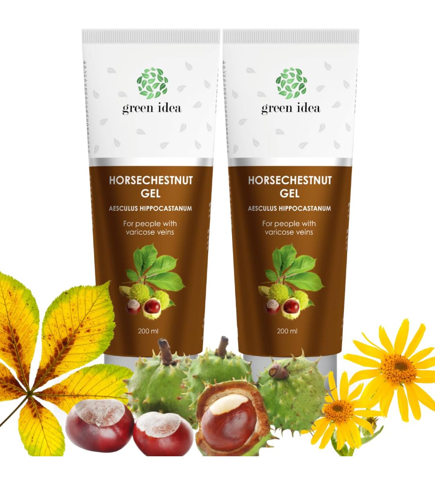 Buy Green Idea Rosskastania Ointment Gel for Varicose Veins - 2 x 200ml - Horse Chestnuts & Arnica - Effective Relief for Spider Veins & Hemorrhoids - Buy Online on GoSupps.com