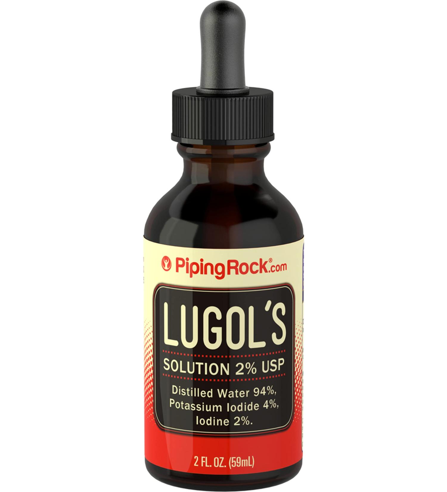 Lugols Iodine Drops 2% 2 fl oz - Liquid Supplement with Potassium Iodide 4% - Piping Rock - Buy Online on GoSupps.com