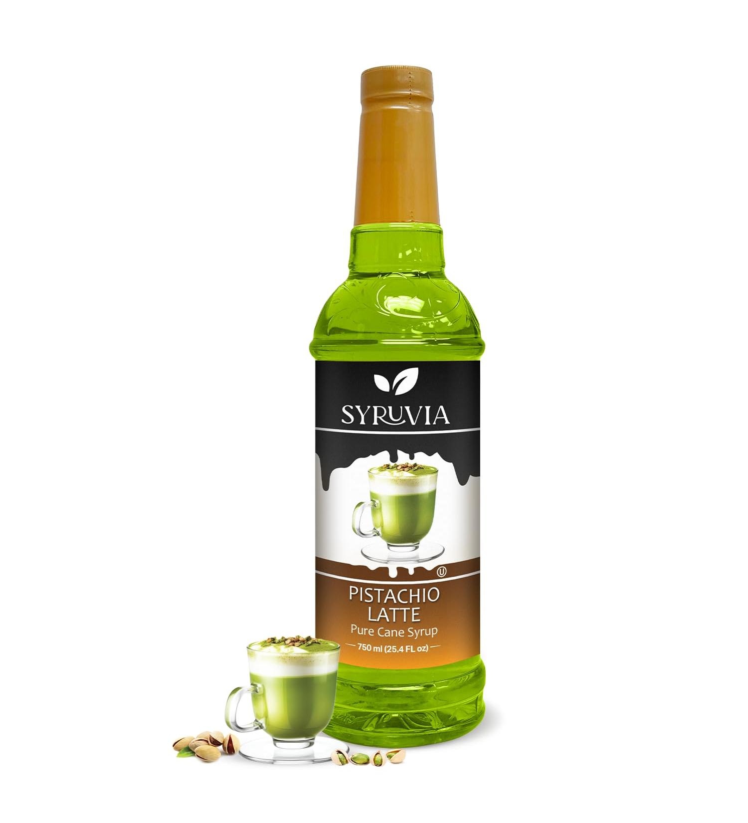 Syruvia Pistachio Latte Syrup (25.4 fl oz) - Nutty Bliss for Your Latte Moments Kosher Gluten-Free Perfect for Creating Irresistibly Rich Pistachio Latte Beverages - Buy Online on GoSupps.com