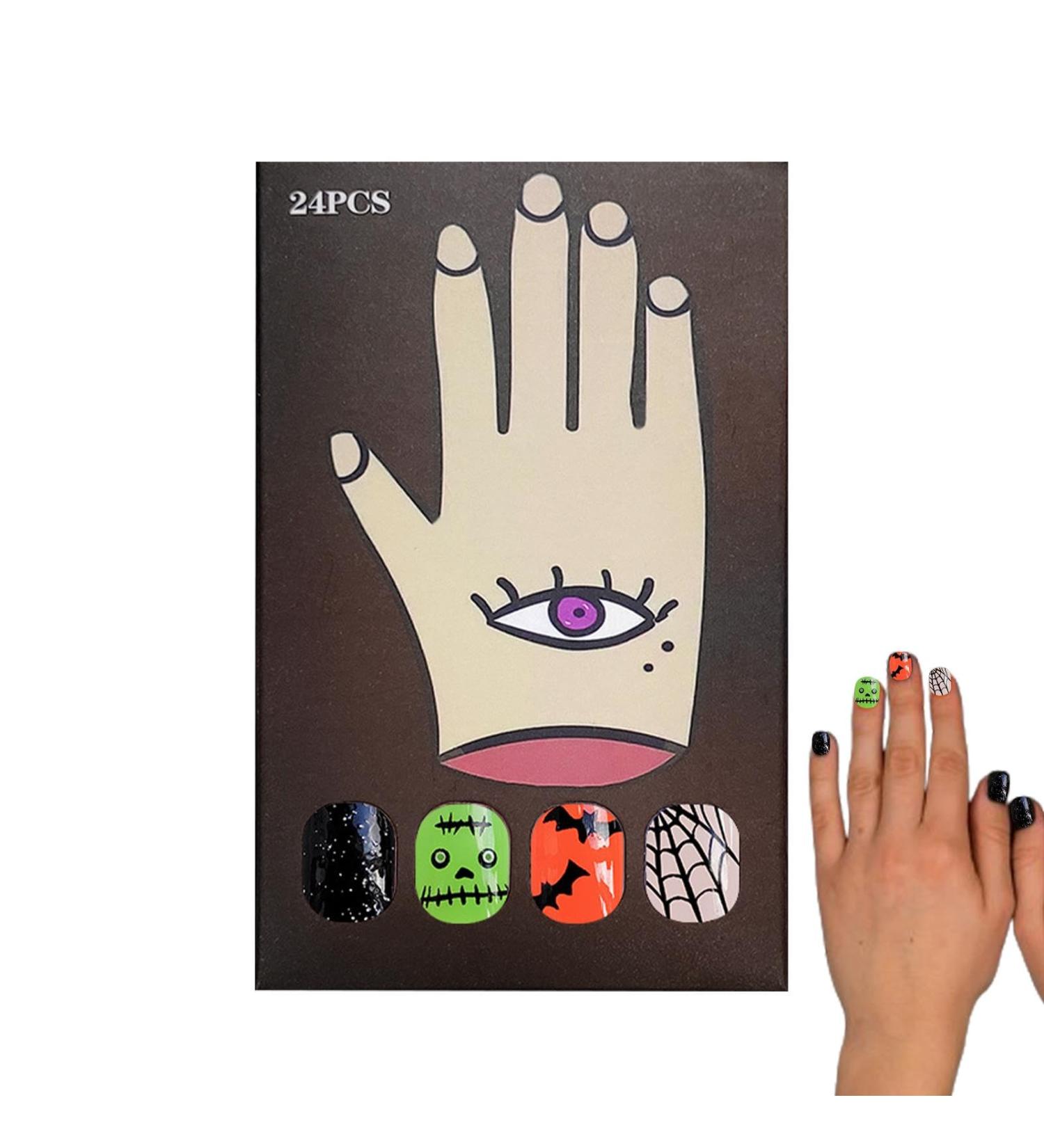 Cute Halloween Nails Press On Nails Short | False Nails With Cute Ghosts Short Square Fake Nails Halloween Ghost Press On Nails - Buy Online on GoSupps.com