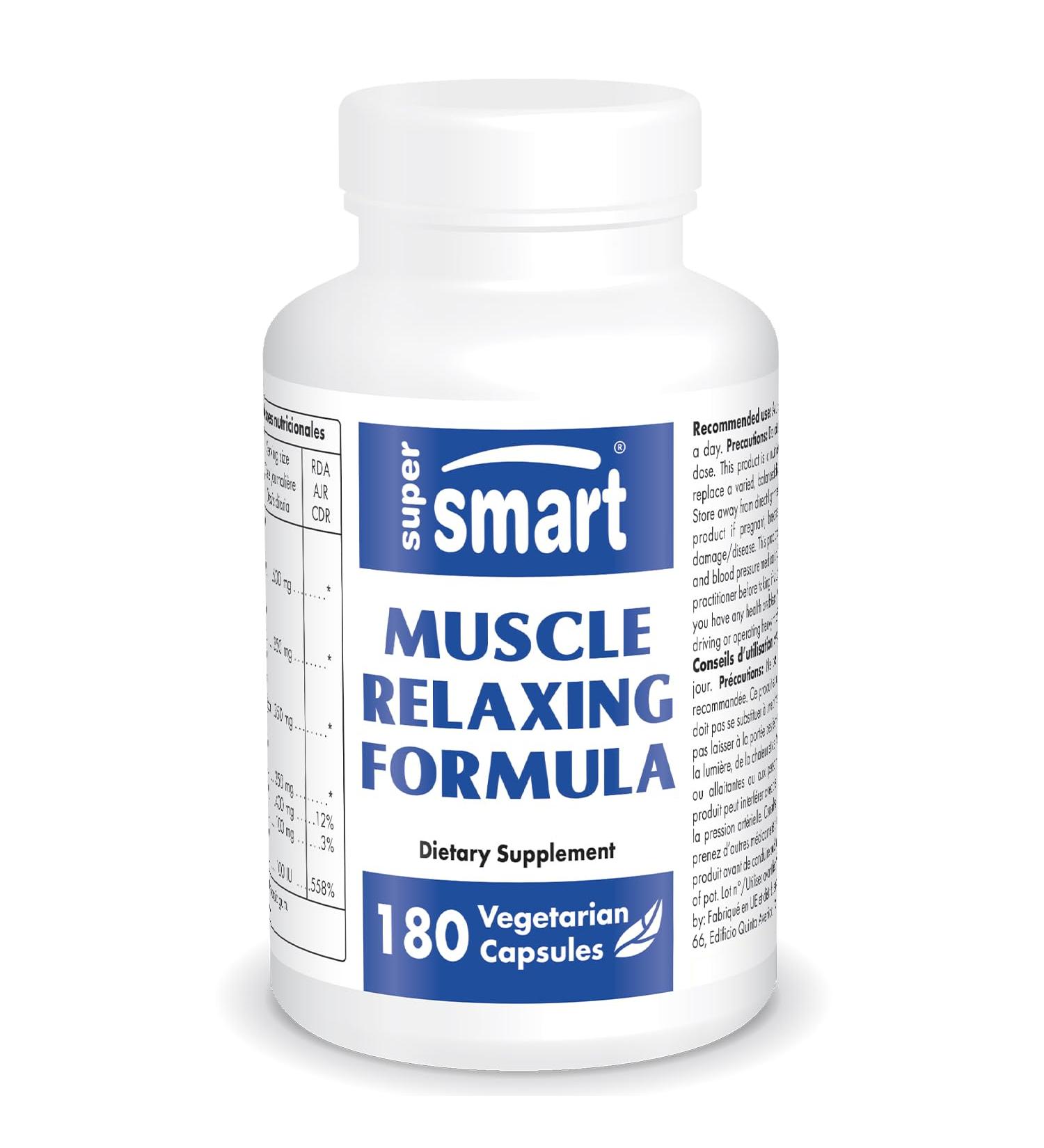 Supersmart Muscle Relaxing Formula with Magnesium Calcium Valerian Root - Natural Muscle Relaxer Supplement - 180 Vegetarian Capsules - Buy Online on GoSupps.com